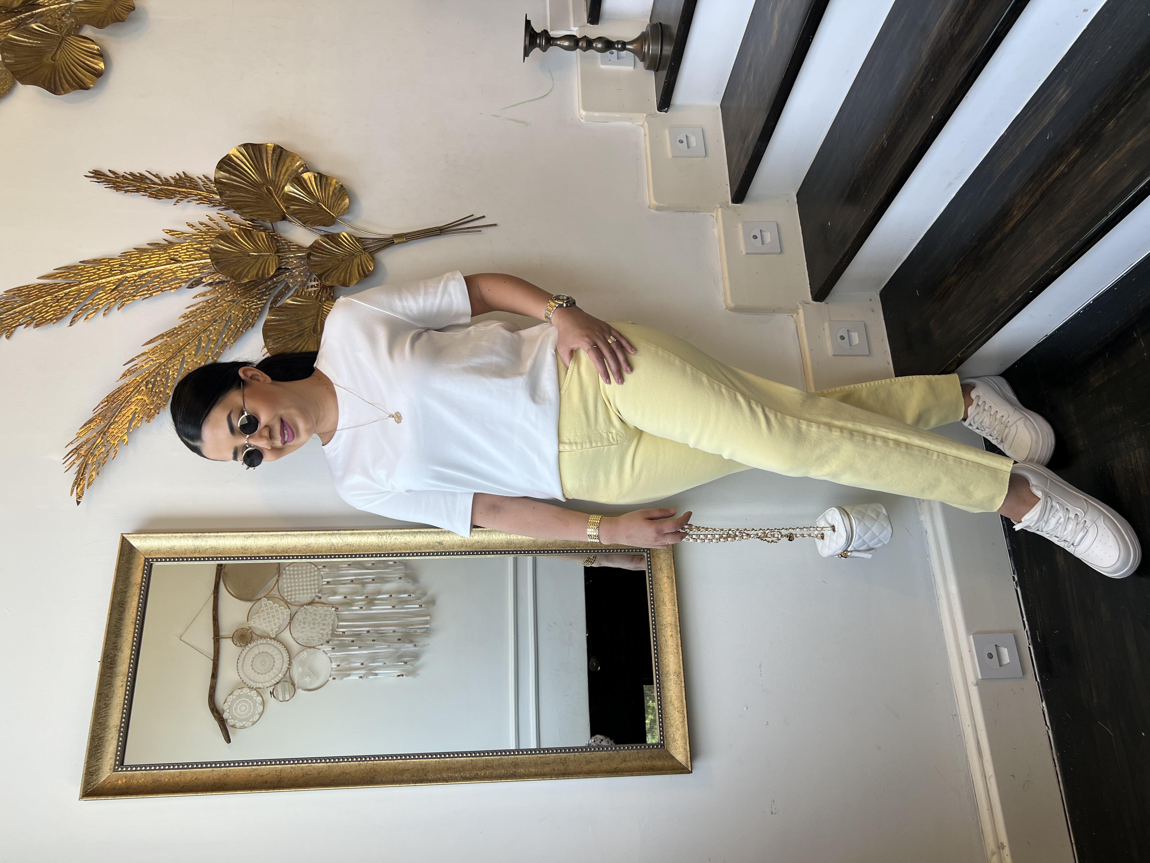 Paça Kesik Boyfit Jean Sarı