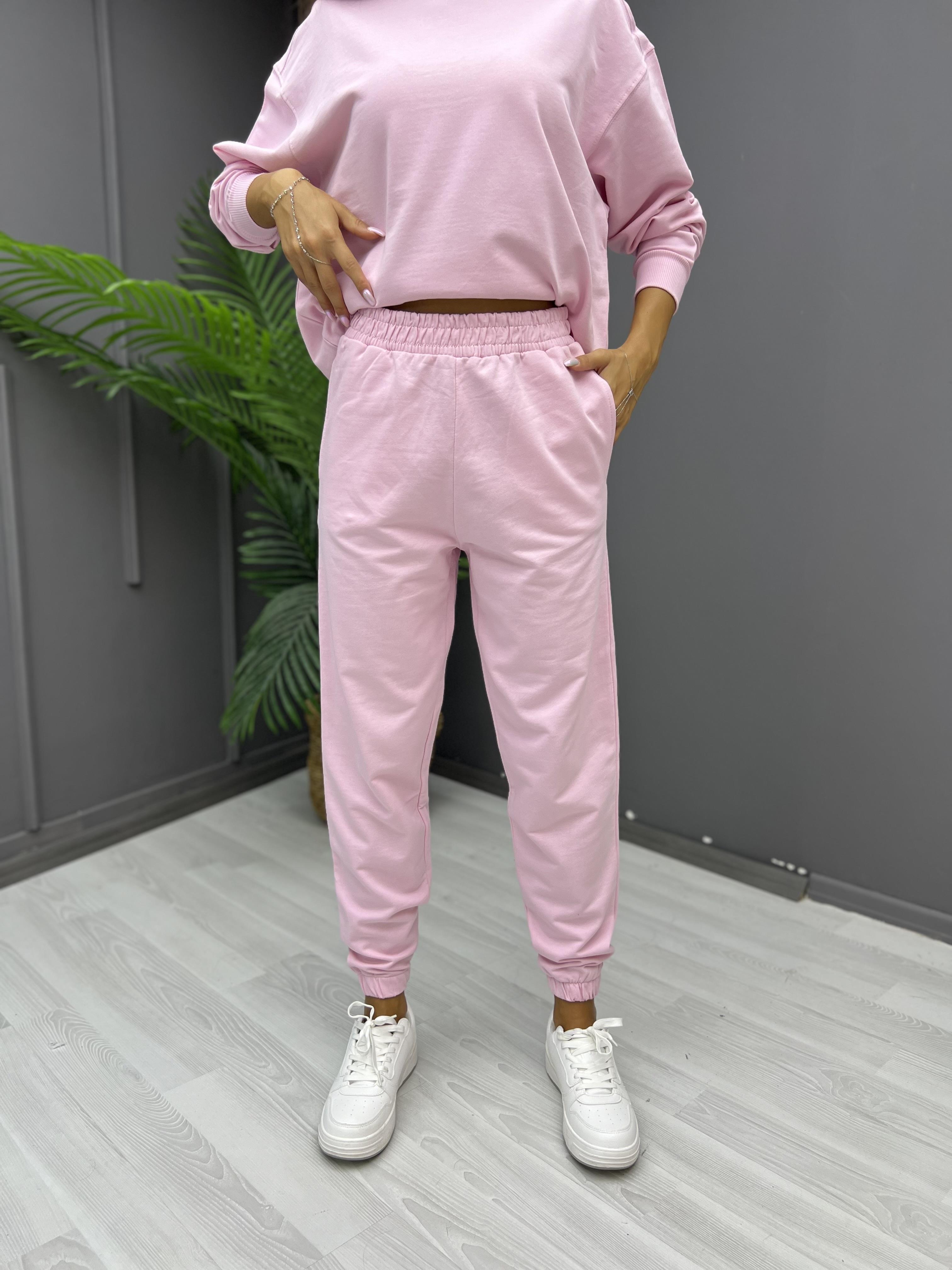 Paça Lastikli Pamuklu Eşofman Altı Pembe