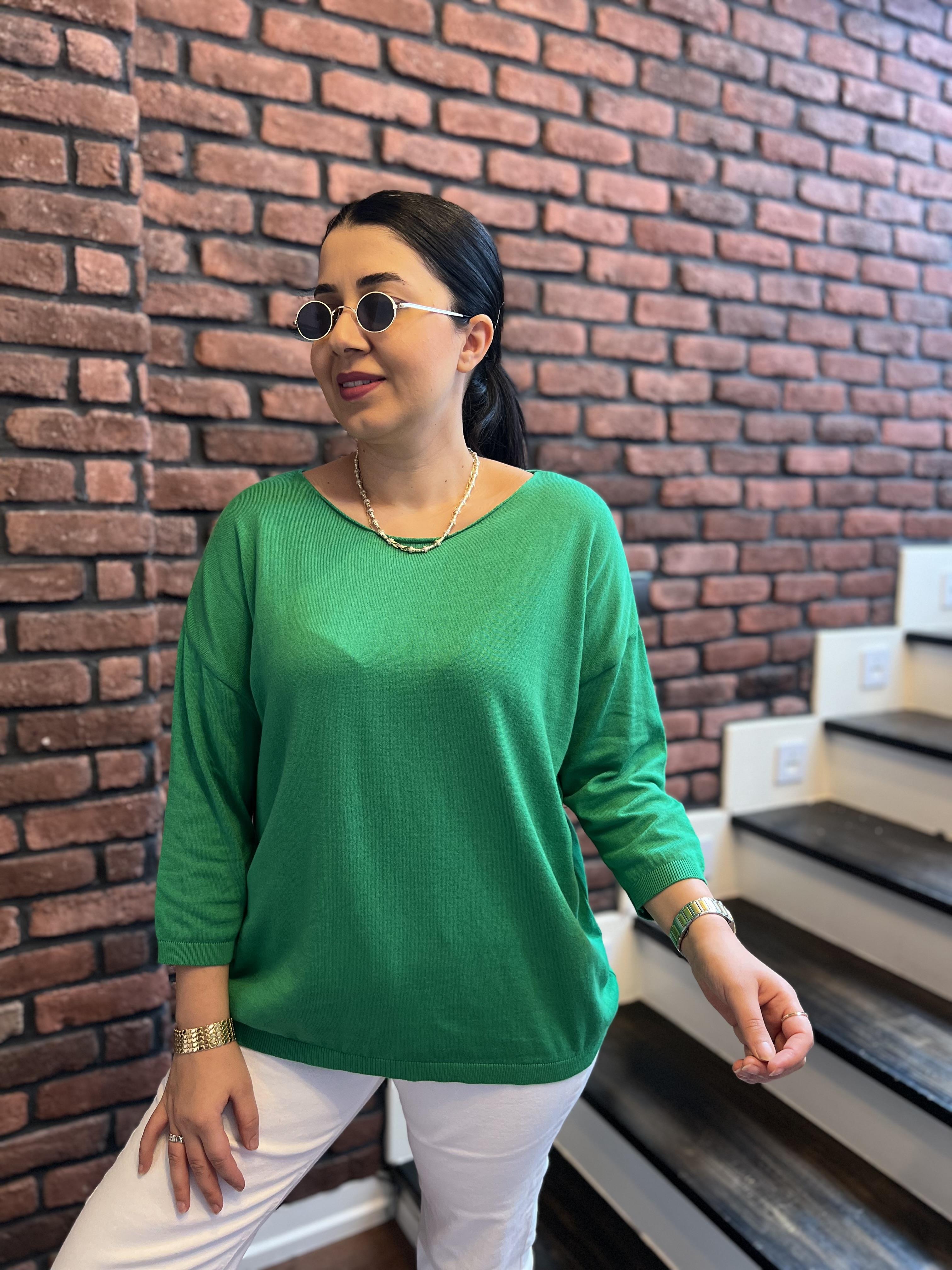 Pamuk Salaş Bluz Çimenyeşili
