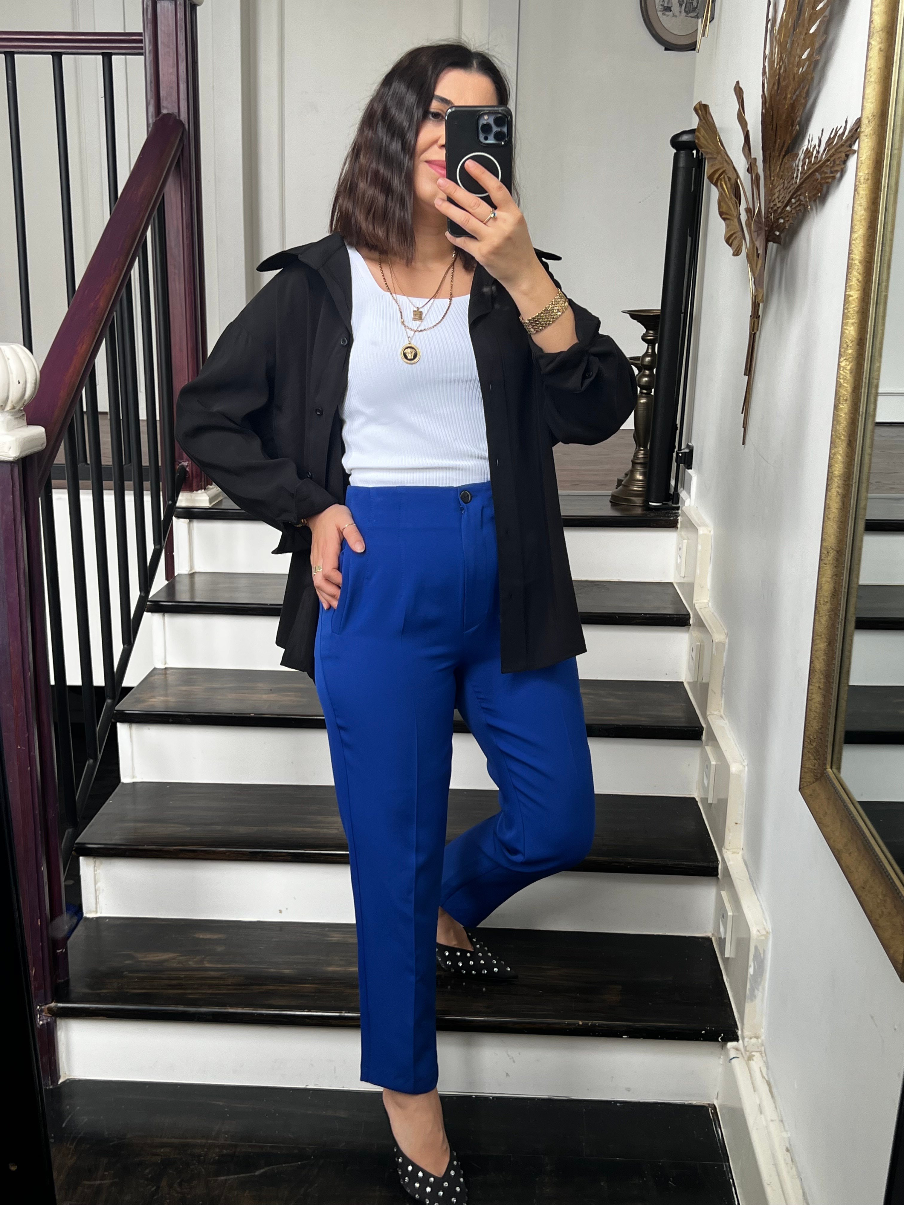 Pensli Kalem Pantolon Saks