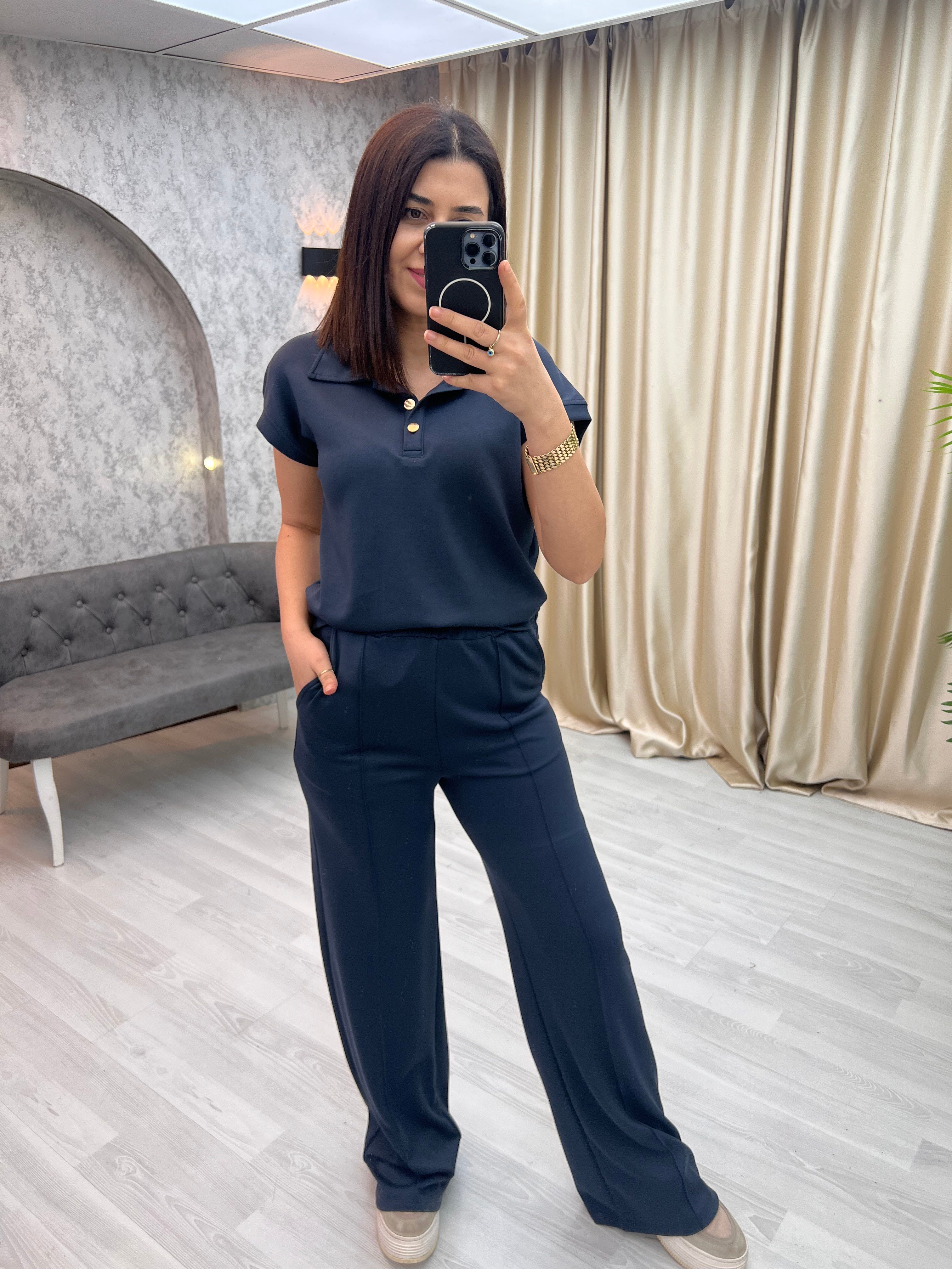 Polo Yaka Modal Takım Antrasit