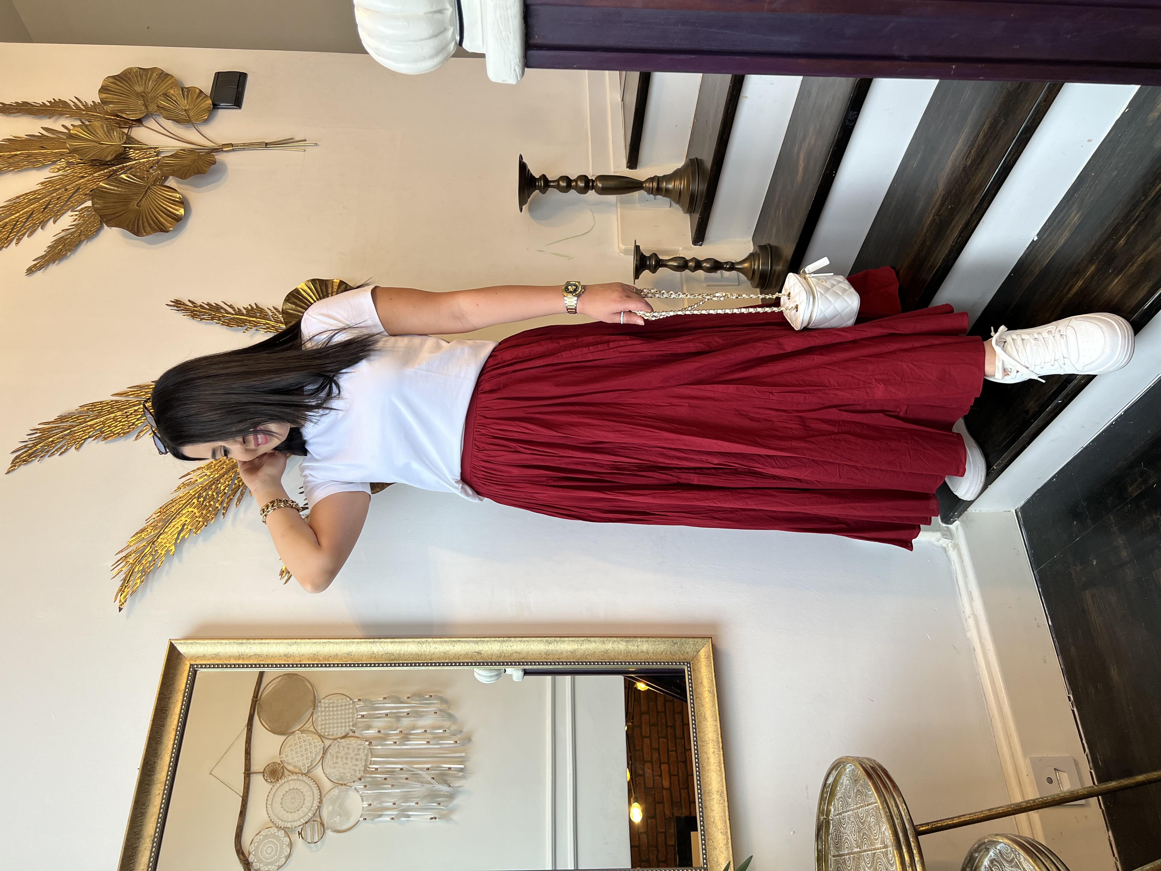 Premium Astarlı Kıraş Etek Kırmızı