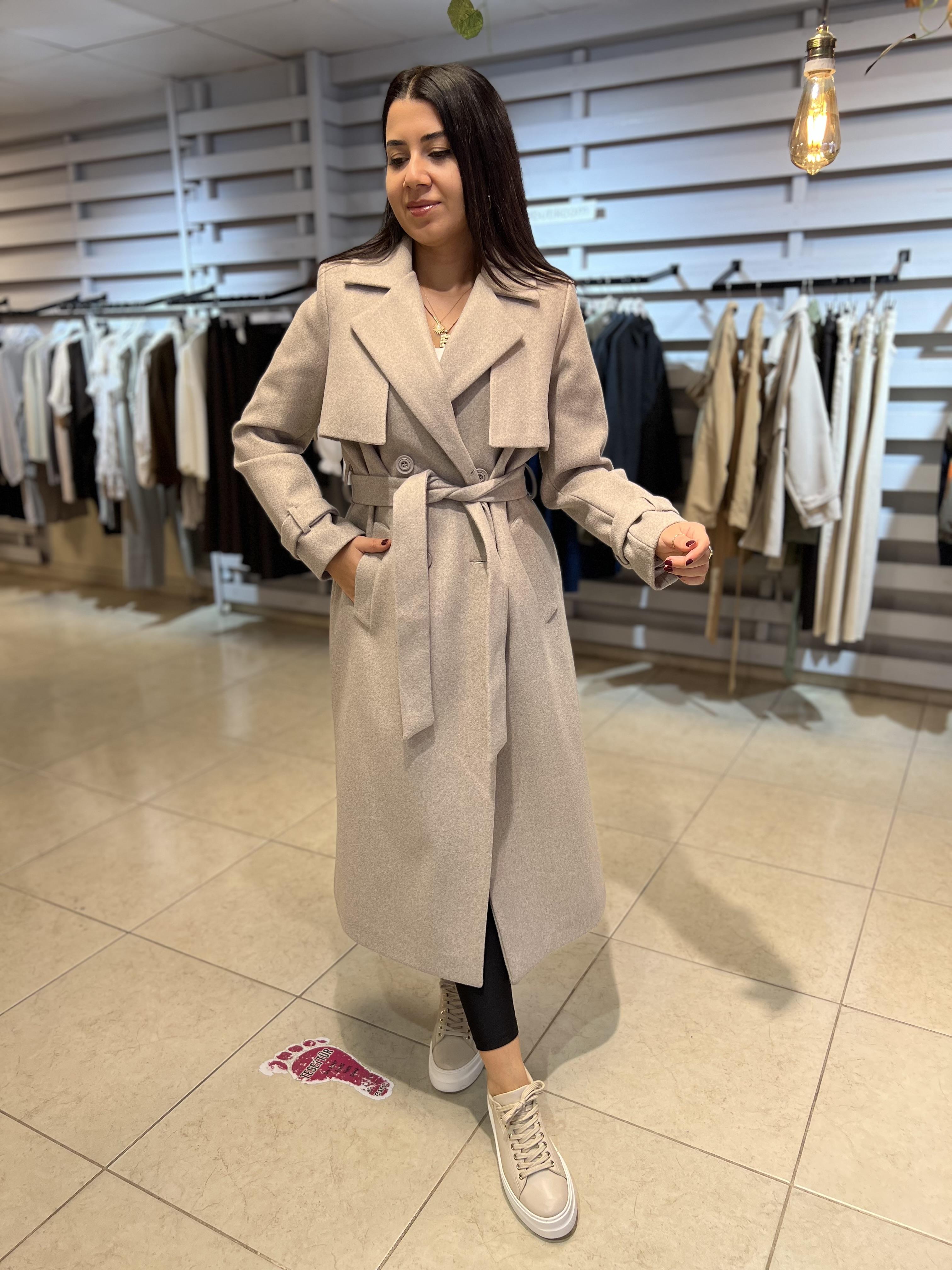 Premium Klasik Kaşe Kaban Bej