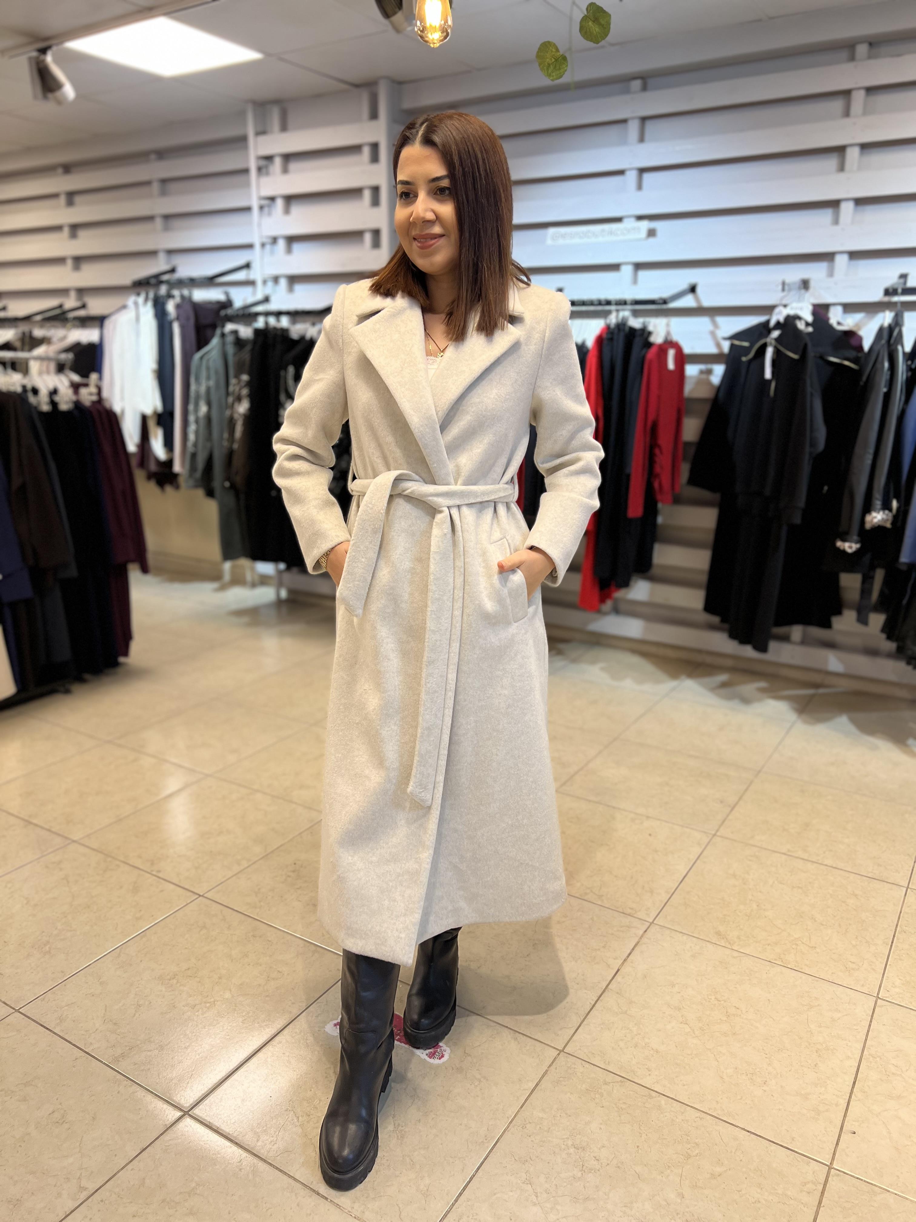 Premium Klasik Kaşe  Kaban Krem