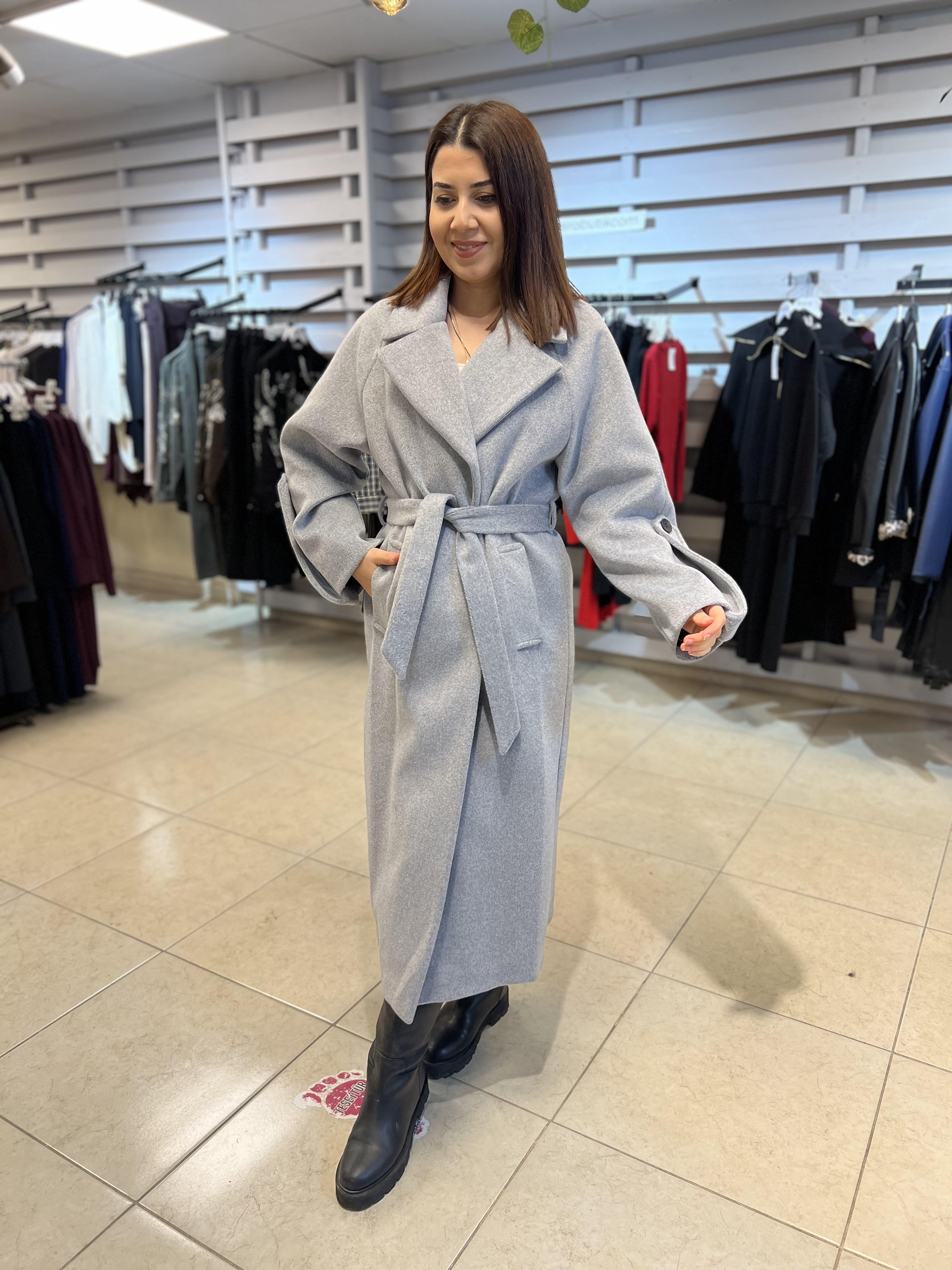 Premium Kolu Düğmeli Kaşe Kaban Gri
