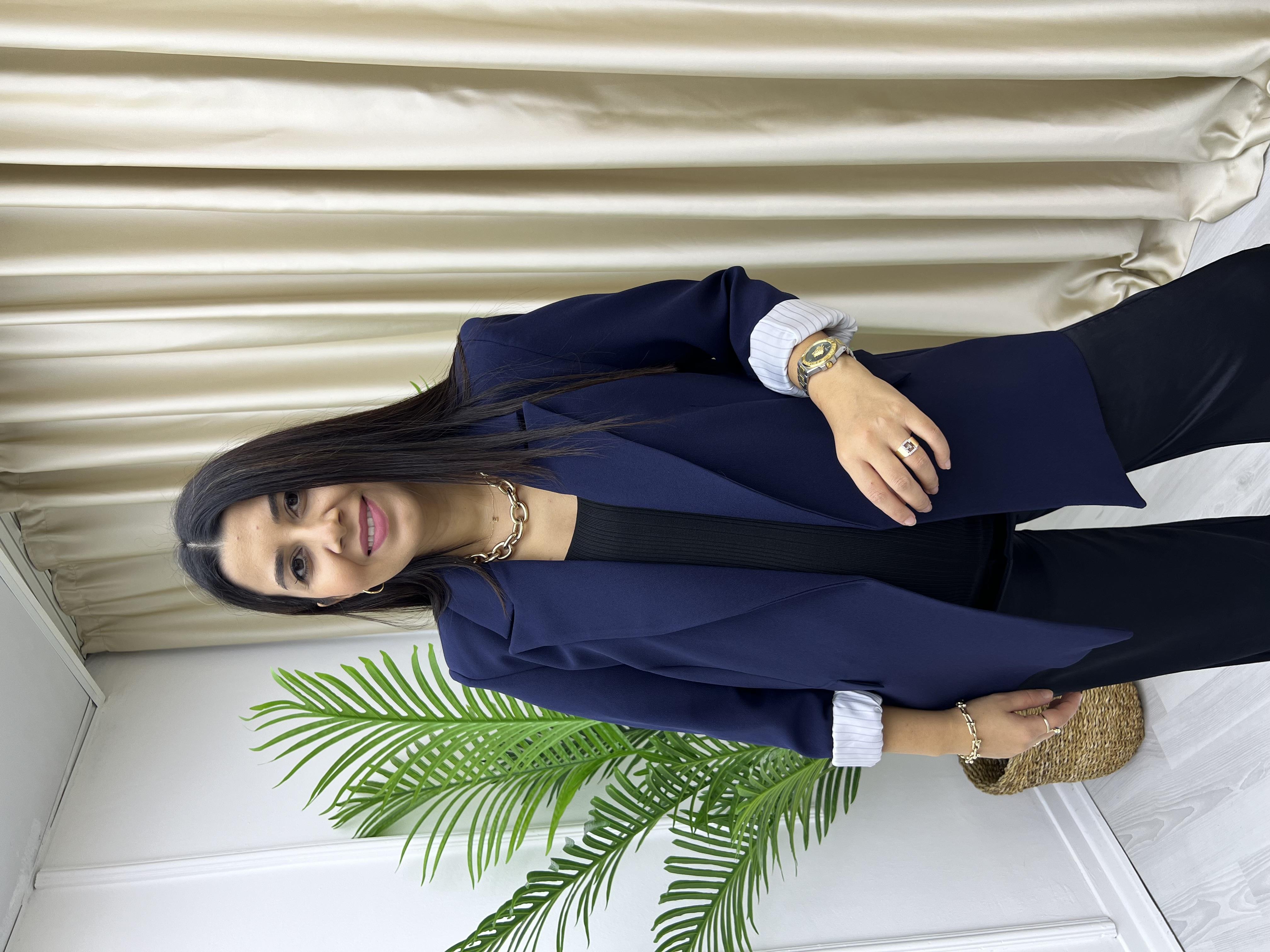 Premium Kolu Katlamalı Ceket Lacivert