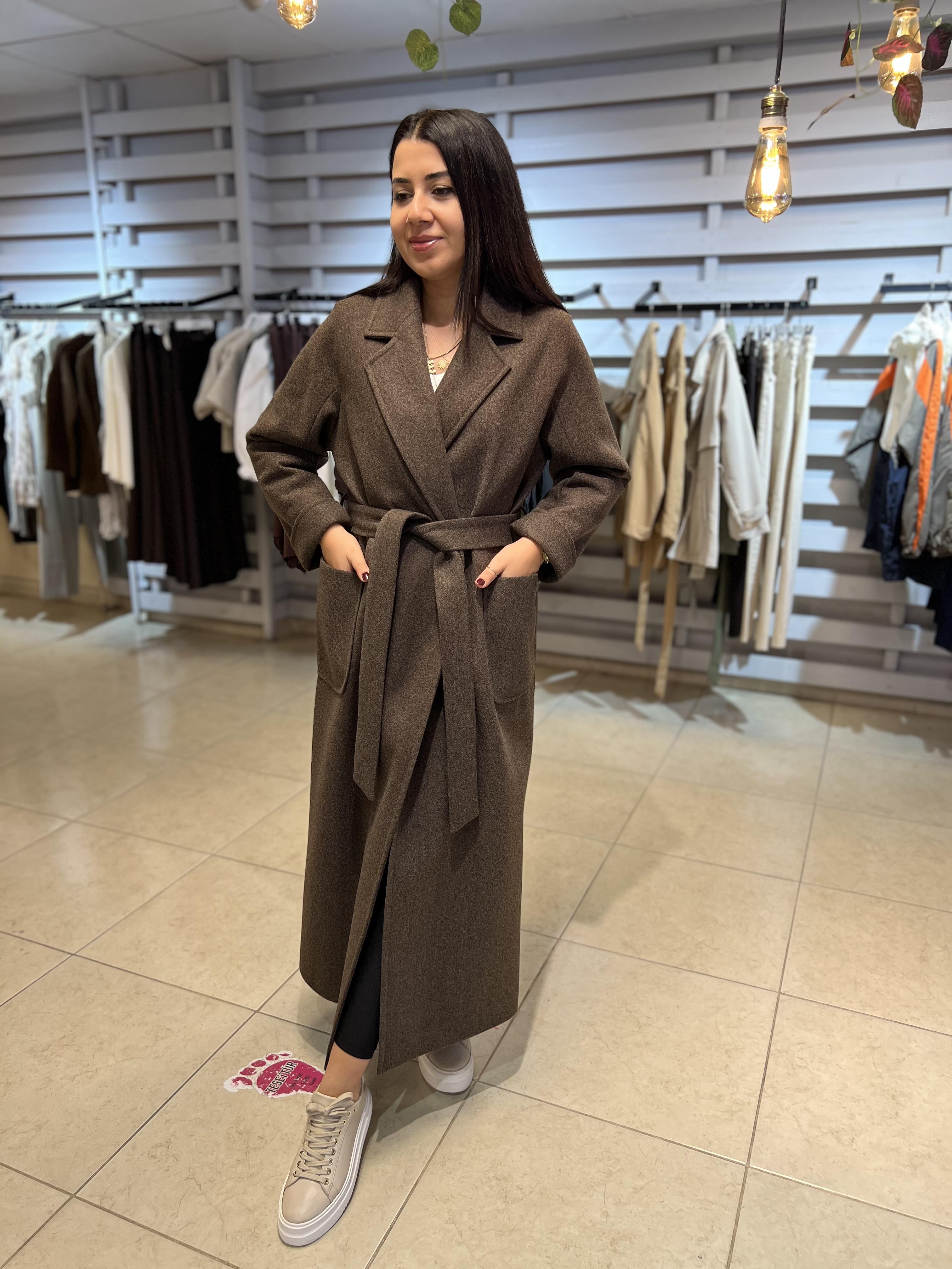 Premium Torba Cep Kaşe Kaban Kahverengi