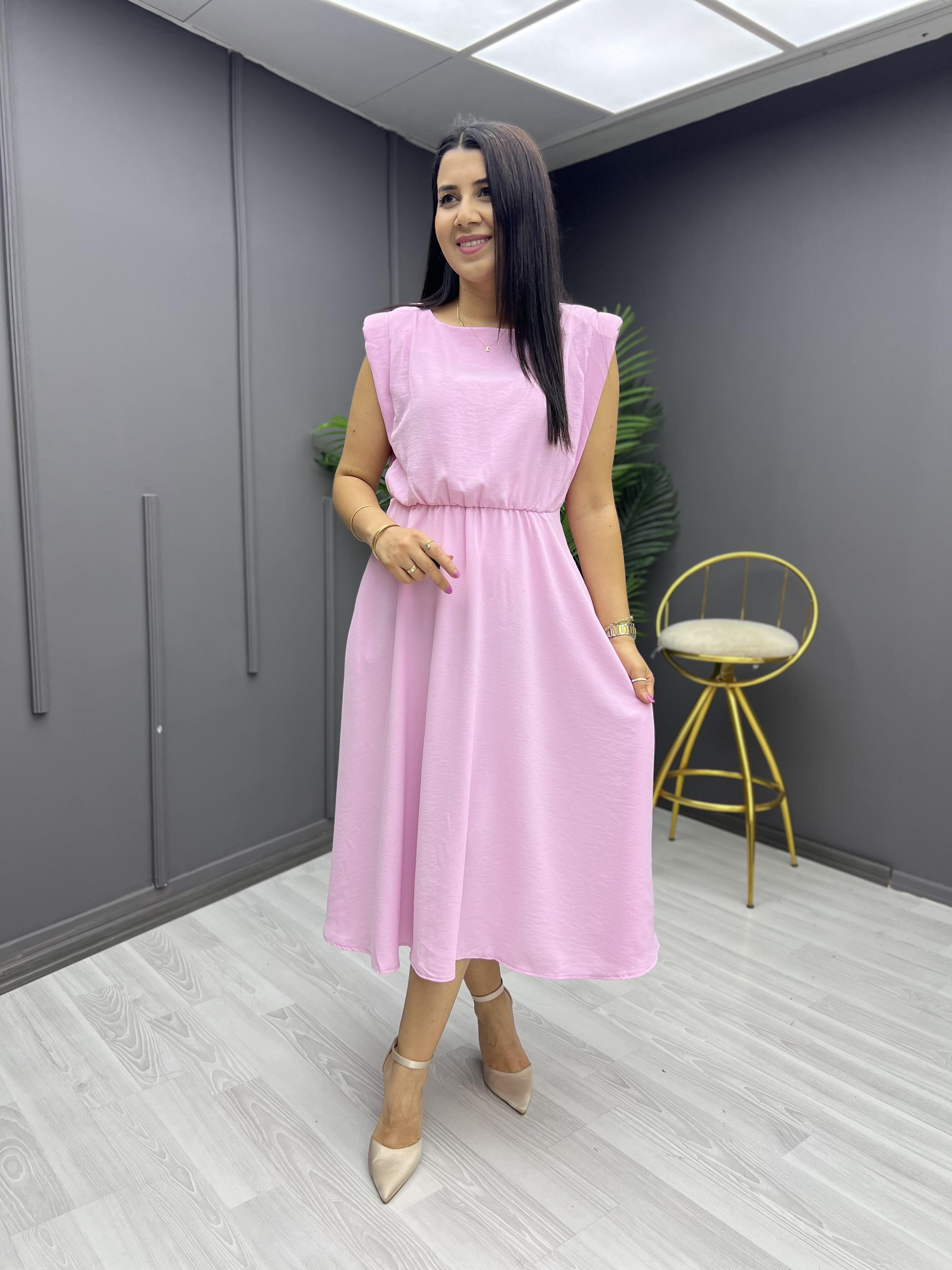 Premium Vatkalı Elbise Pembe