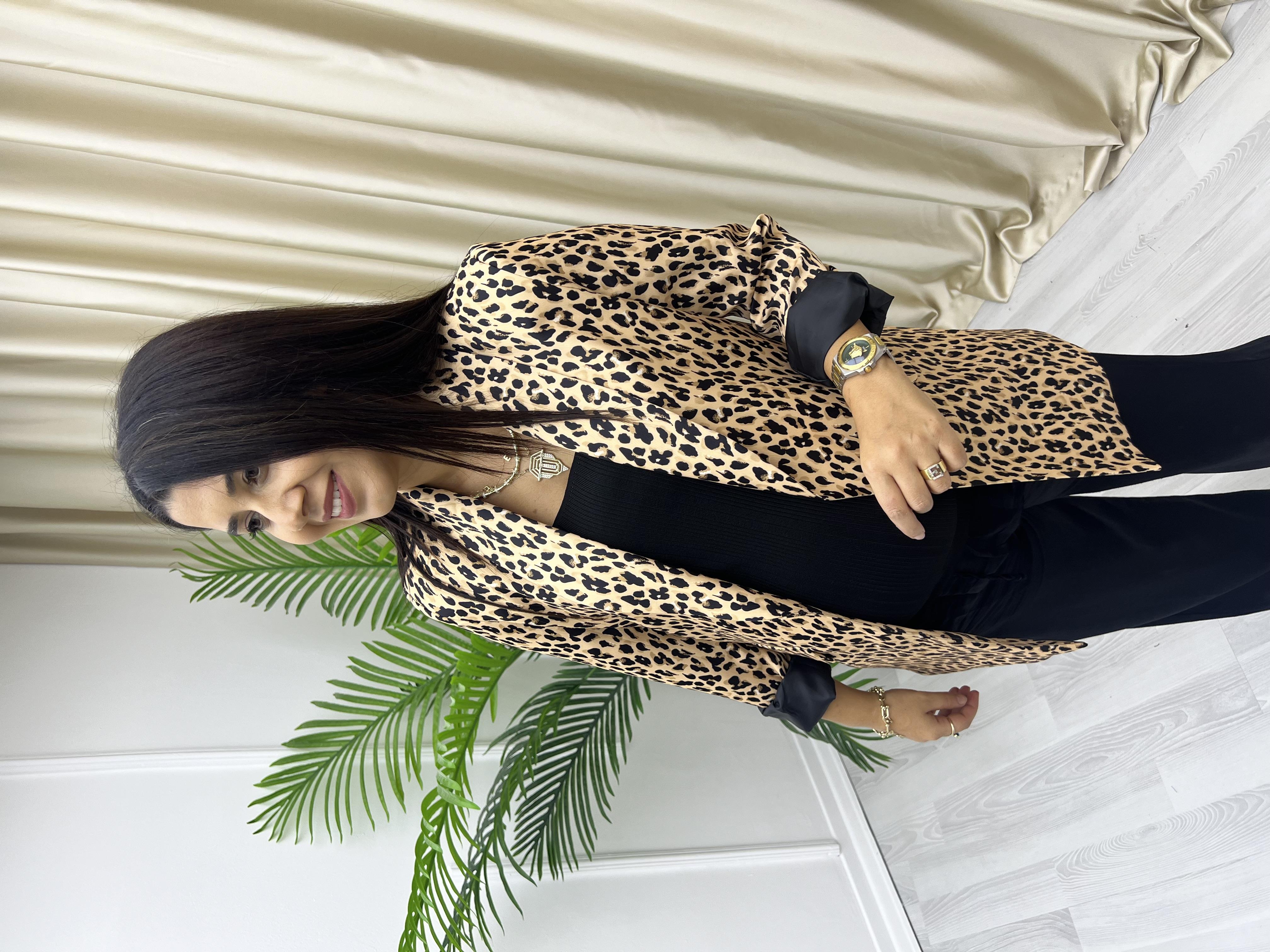 Şal Yaka Leopar Ceket Leopar