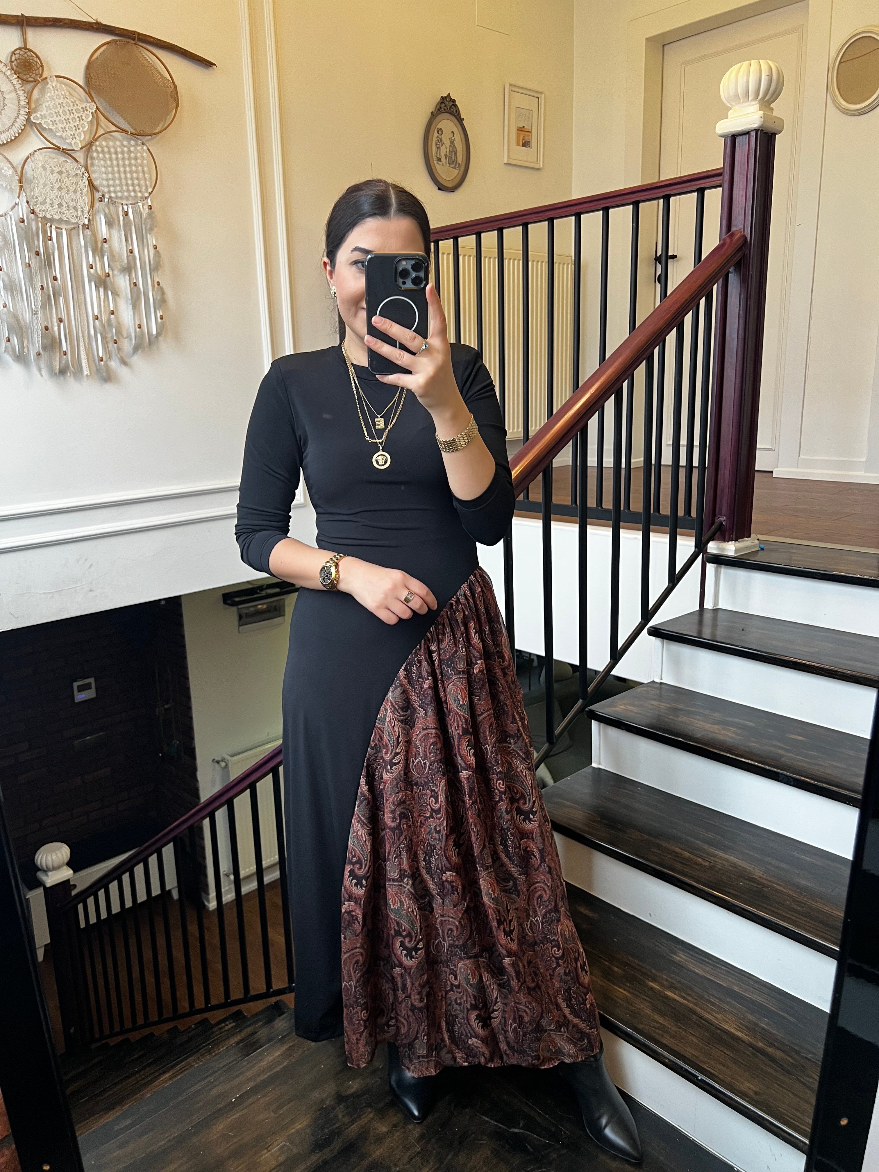 Şifon Detay Sandy Elbise Siyah