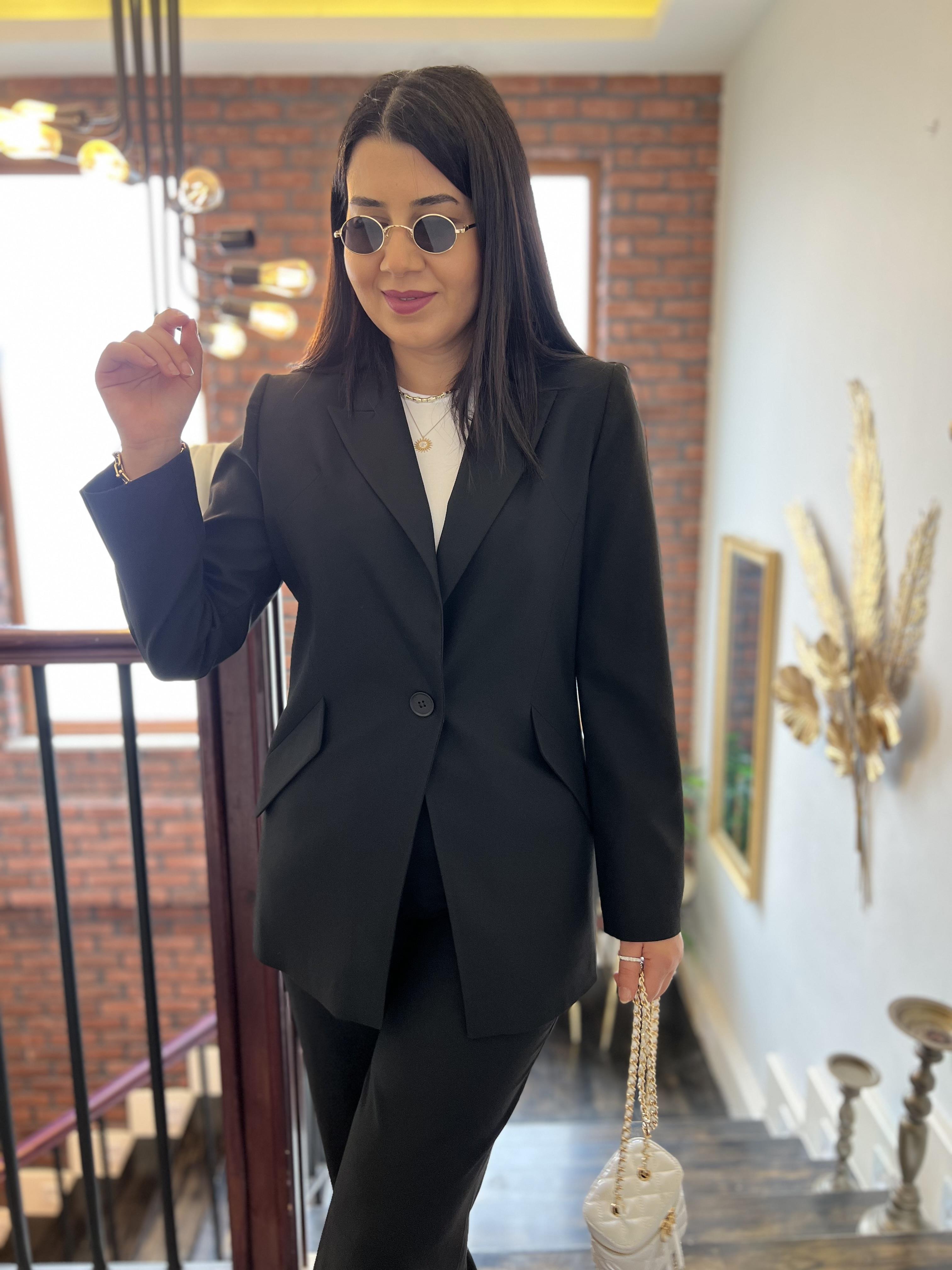 Tek Düğme Blazer Ceket Siyah