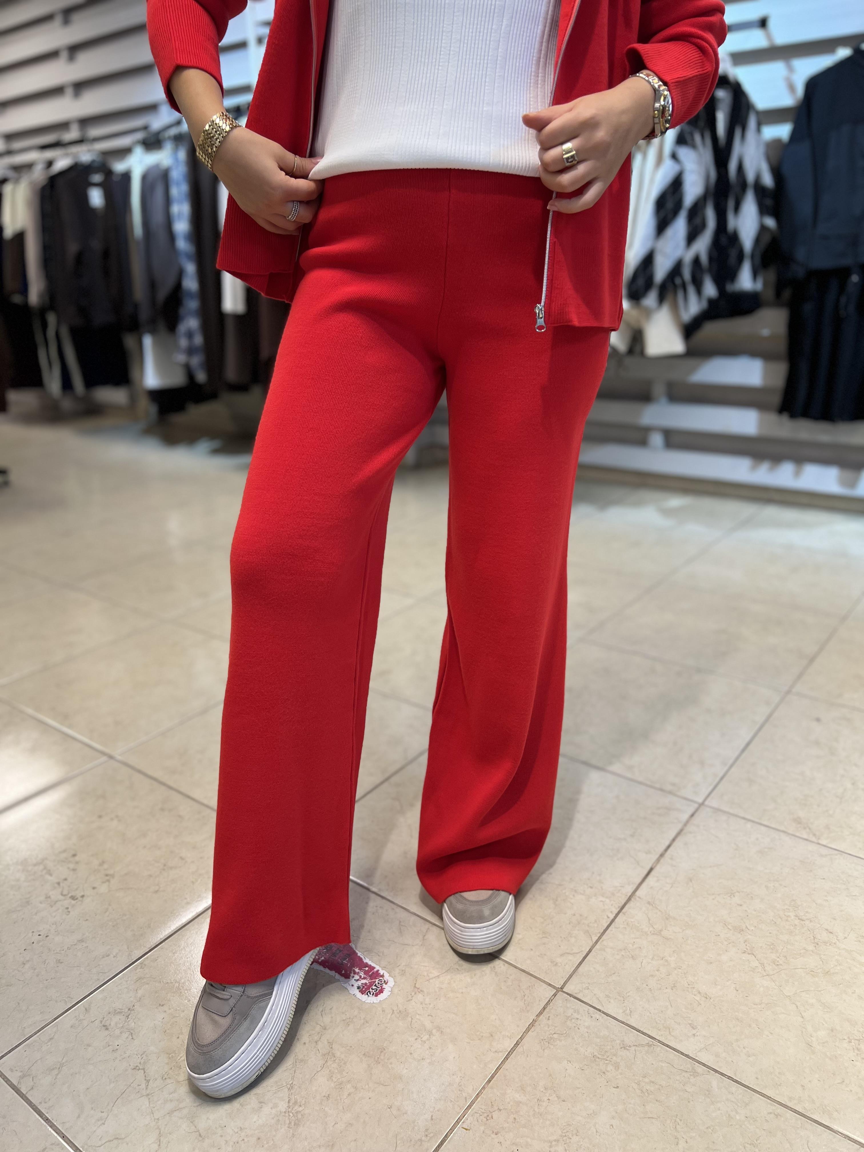 Triko Pantolon Kırmızı