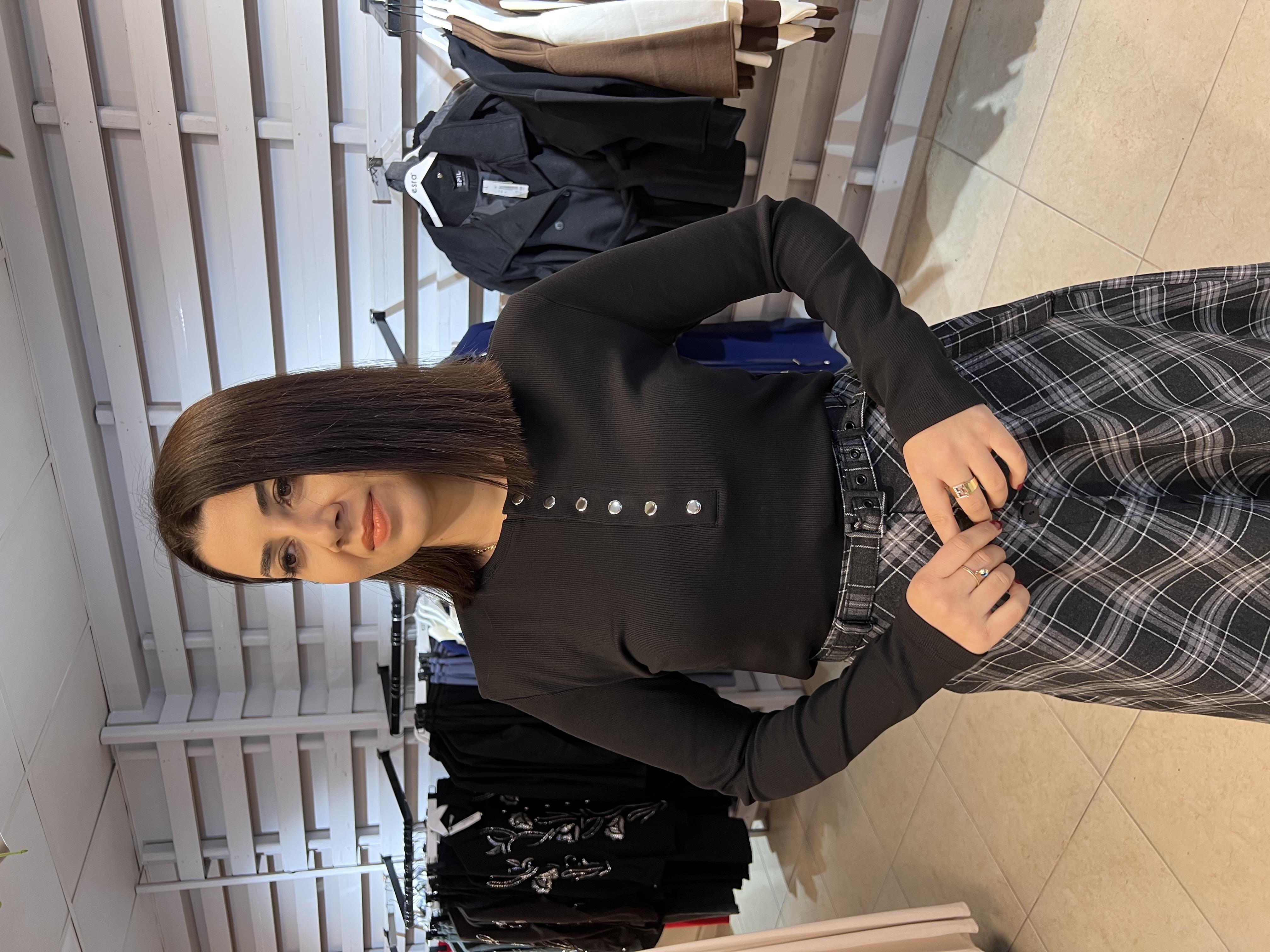 Uzun Kol Fitilli Bluz Siyah