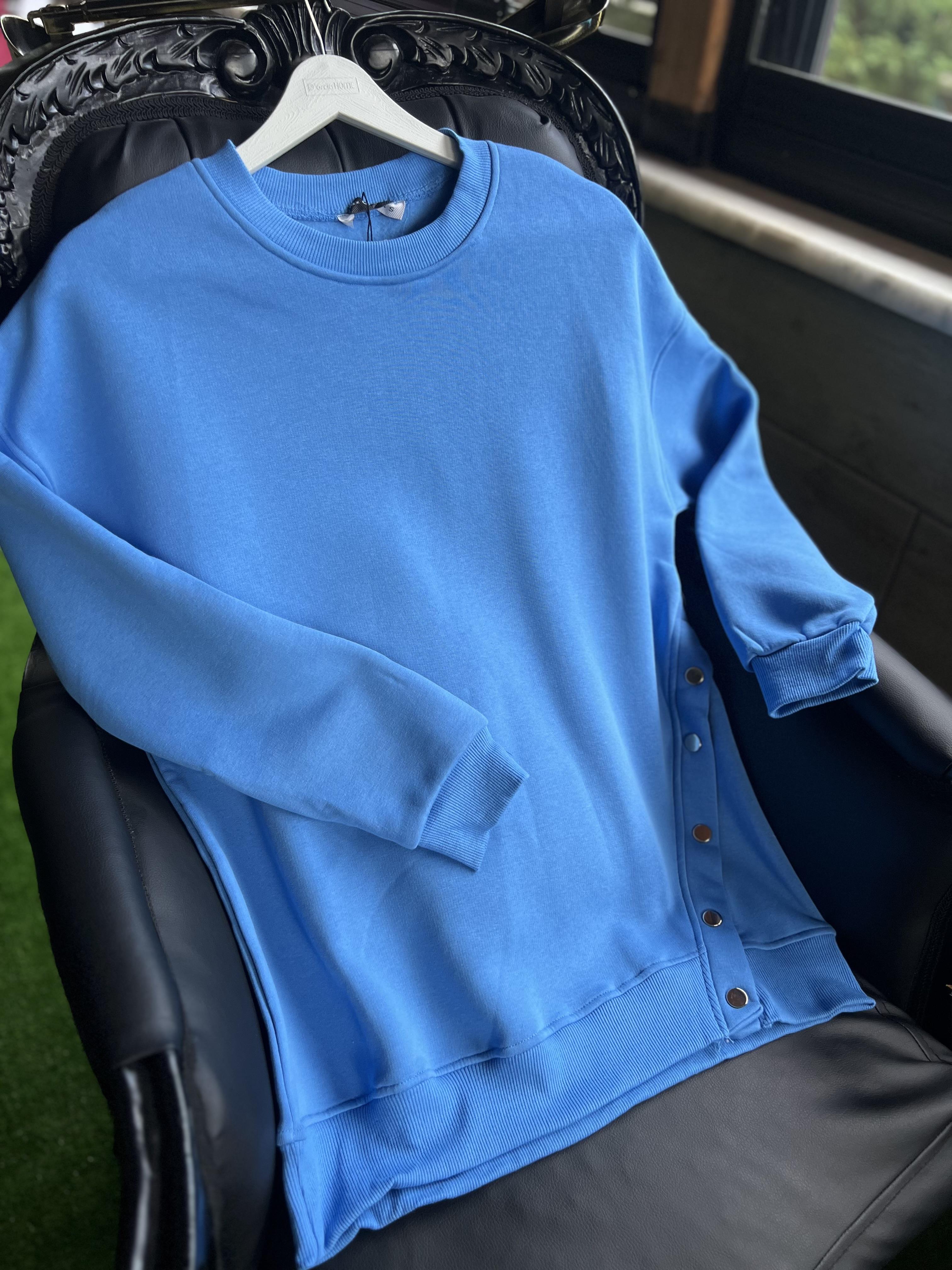 Yanlar Zımbalı Şardonlu Sweat Saks