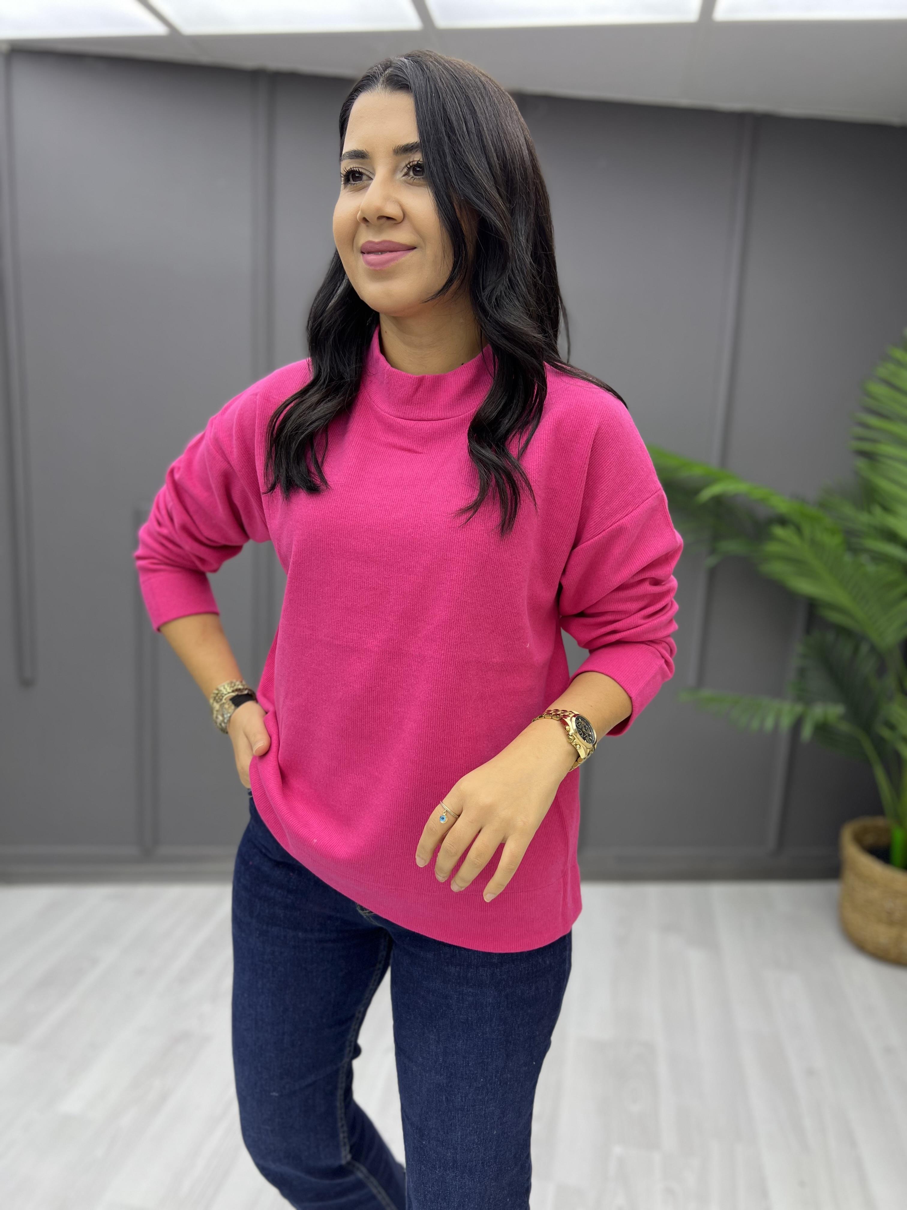 Yarım Balıkçı Yumoş Sweat Fuşya