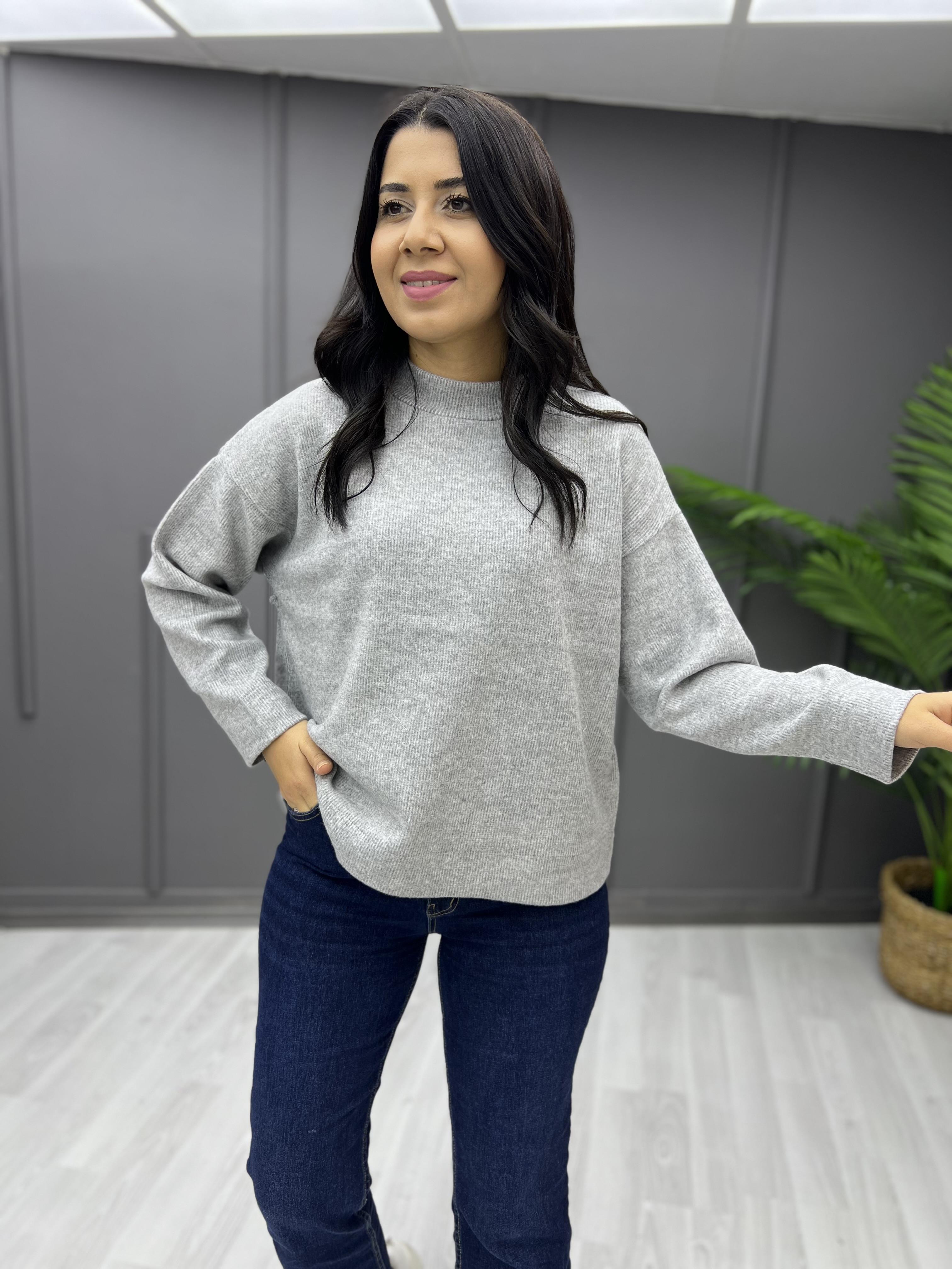 Yarım Balıkçı Yumoş Sweat Gri