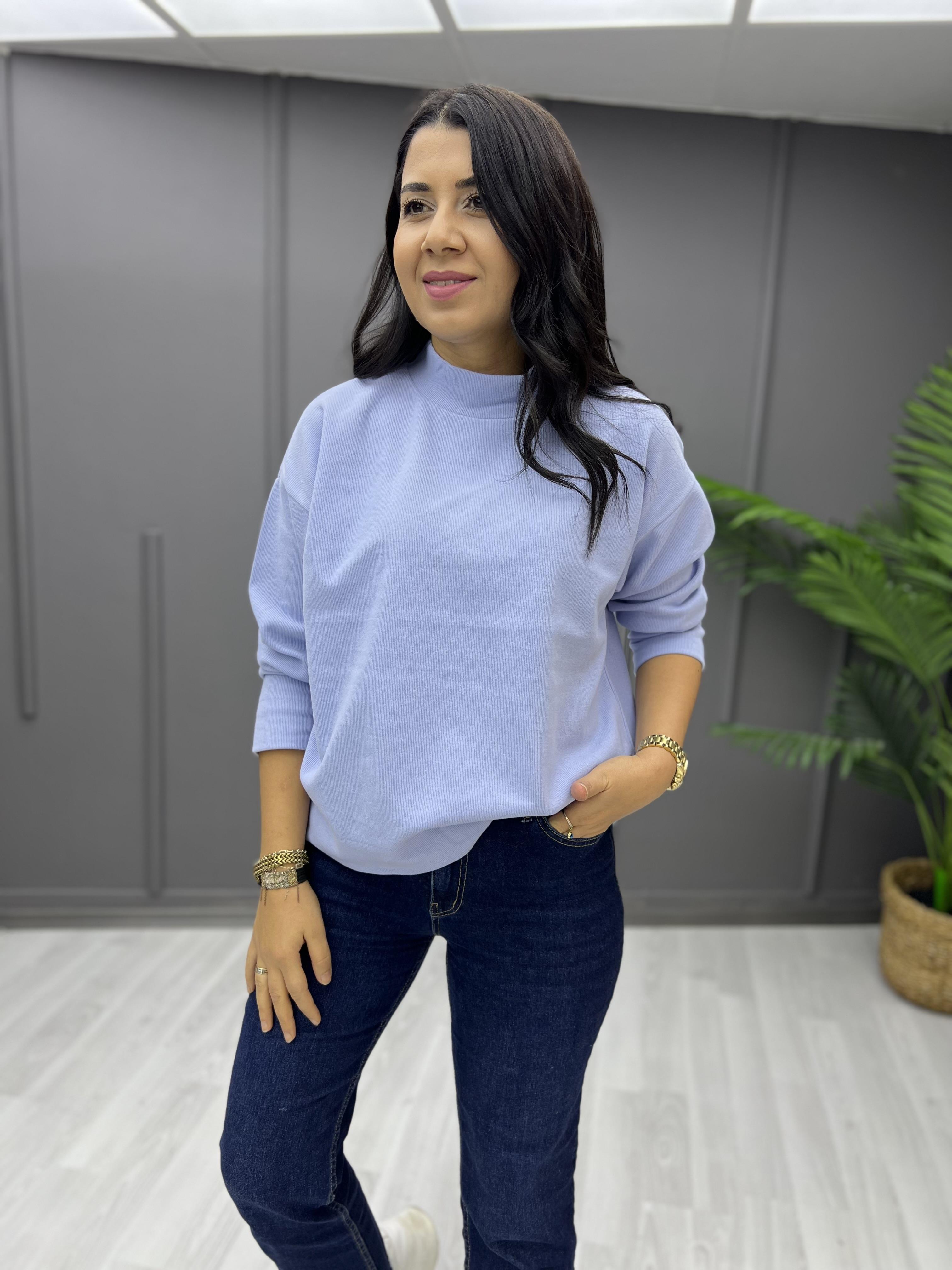 Yarım Balıkçı Yumoş Sweat Lila