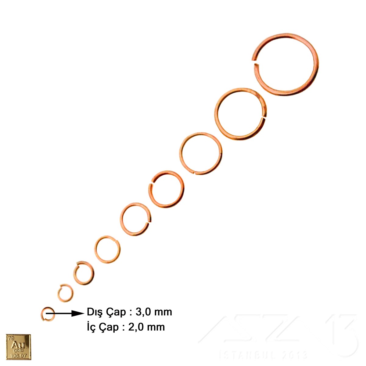 Halka - Açık - Gerçek Rose Altın Kaplama - 2,0 mm İç Çap- 100 Adet