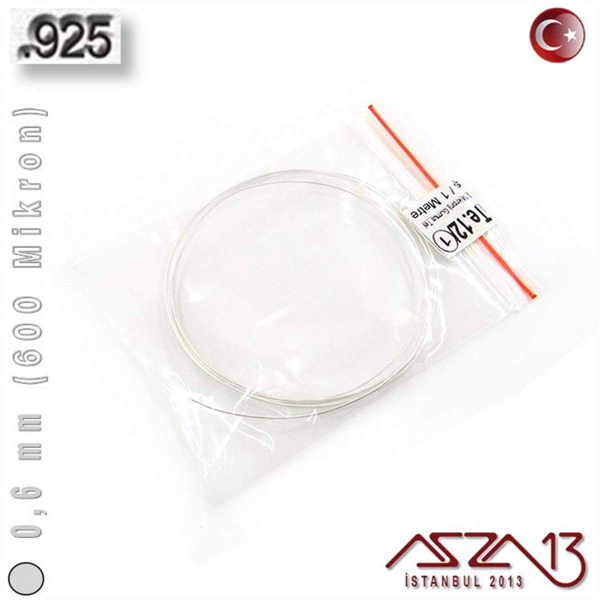 925 Ayar - 0,6 mm (600 Mikron) - Yuvarlak Gümüş Tel / 1 Metre
