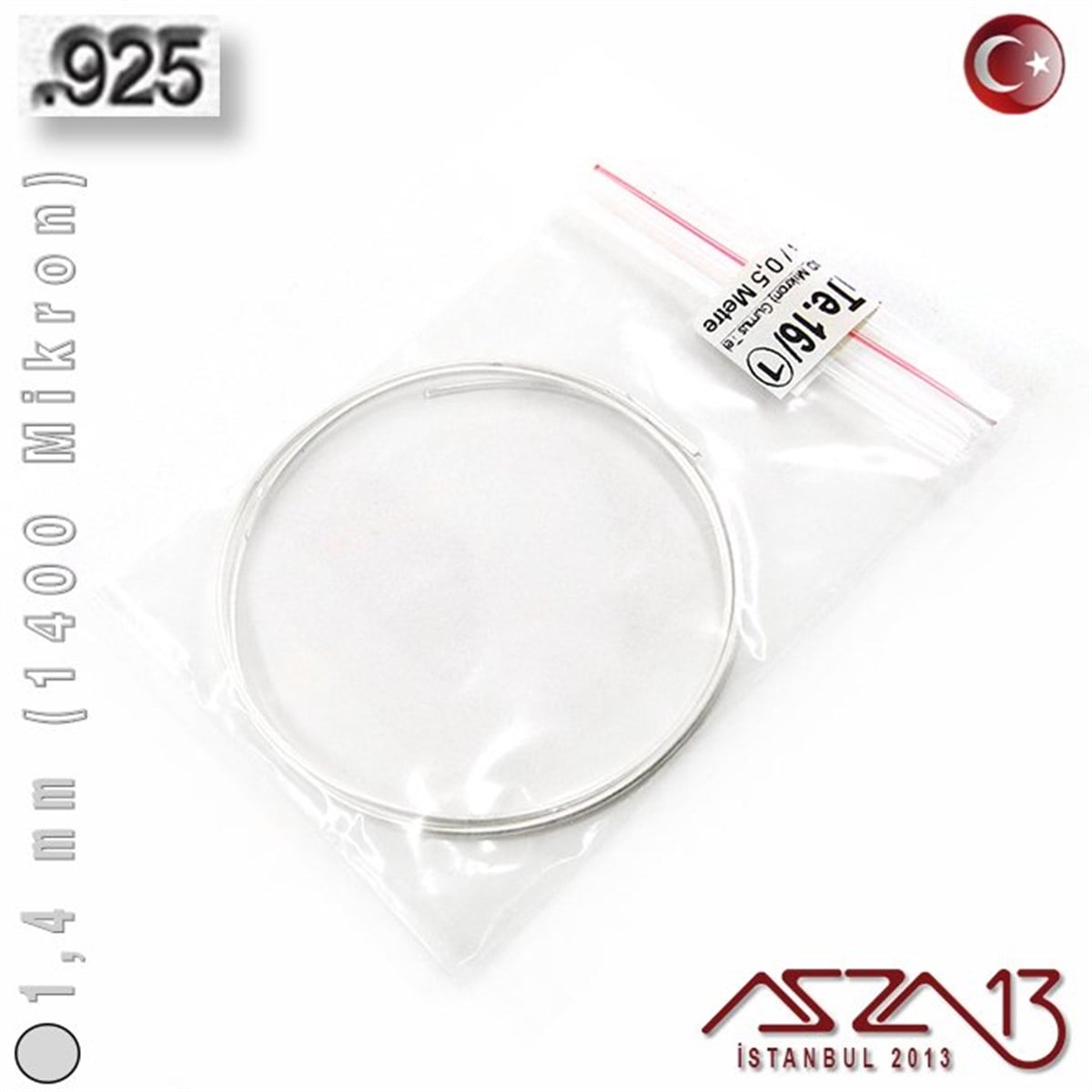 925 Ayar - 1,4 mm (1400 Mikron) - Yuvarlak Gümüş Tel / 50 Santimetre