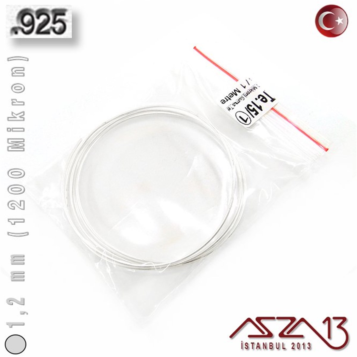 925 Ayar - 1,2 mm (1200 Mikron) - Yuvarlak Gümüş Tel / 1 Metre