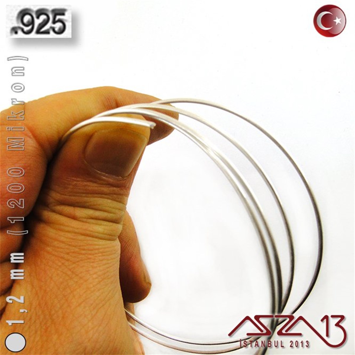 925 Ayar - 1,2 mm (1200 Mikron) - Yuvarlak Gümüş Tel / 1 Metre