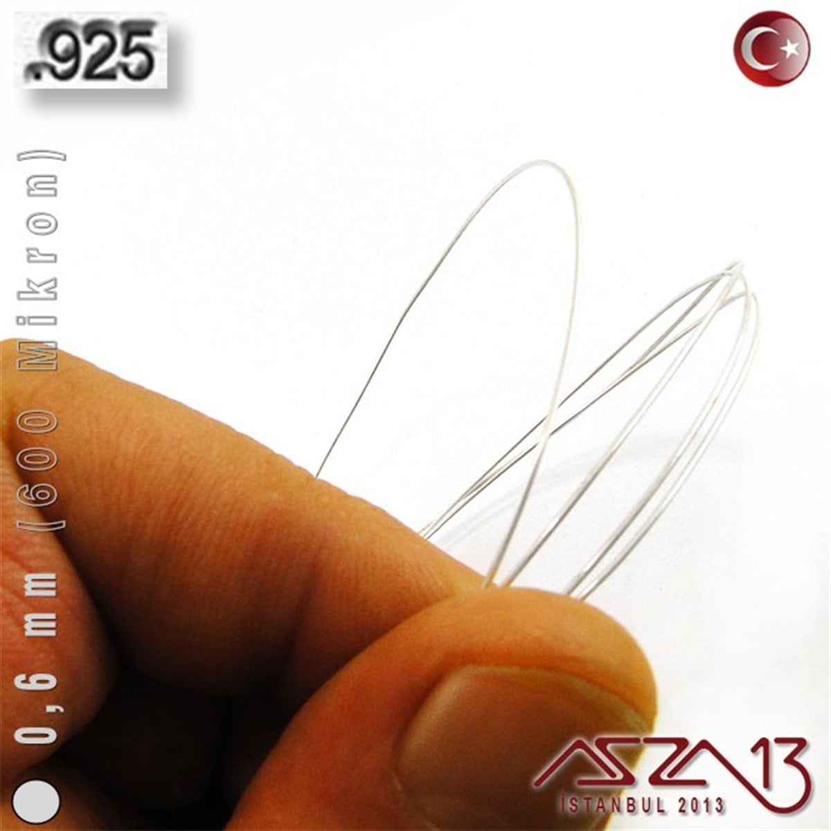 925 Ayar - 0,6 mm (600 Mikron) - Yuvarlak Gümüş Tel / 1 Metre