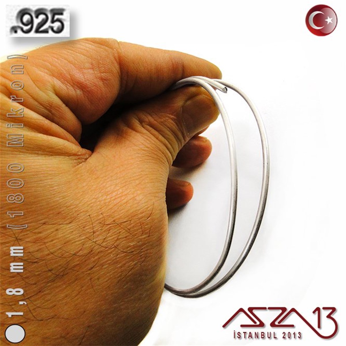925 Ayar - 1,8 mm (1800 Mikron) - Yuvarlak Gümüş Tel / 50 Santimetre
