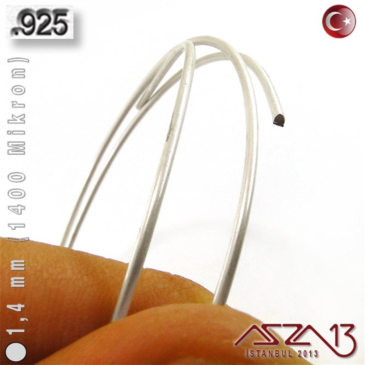 925 Ayar - 1,4 mm (1400 Mikron) - Yuvarlak Gümüş Tel / 50 Santimetre