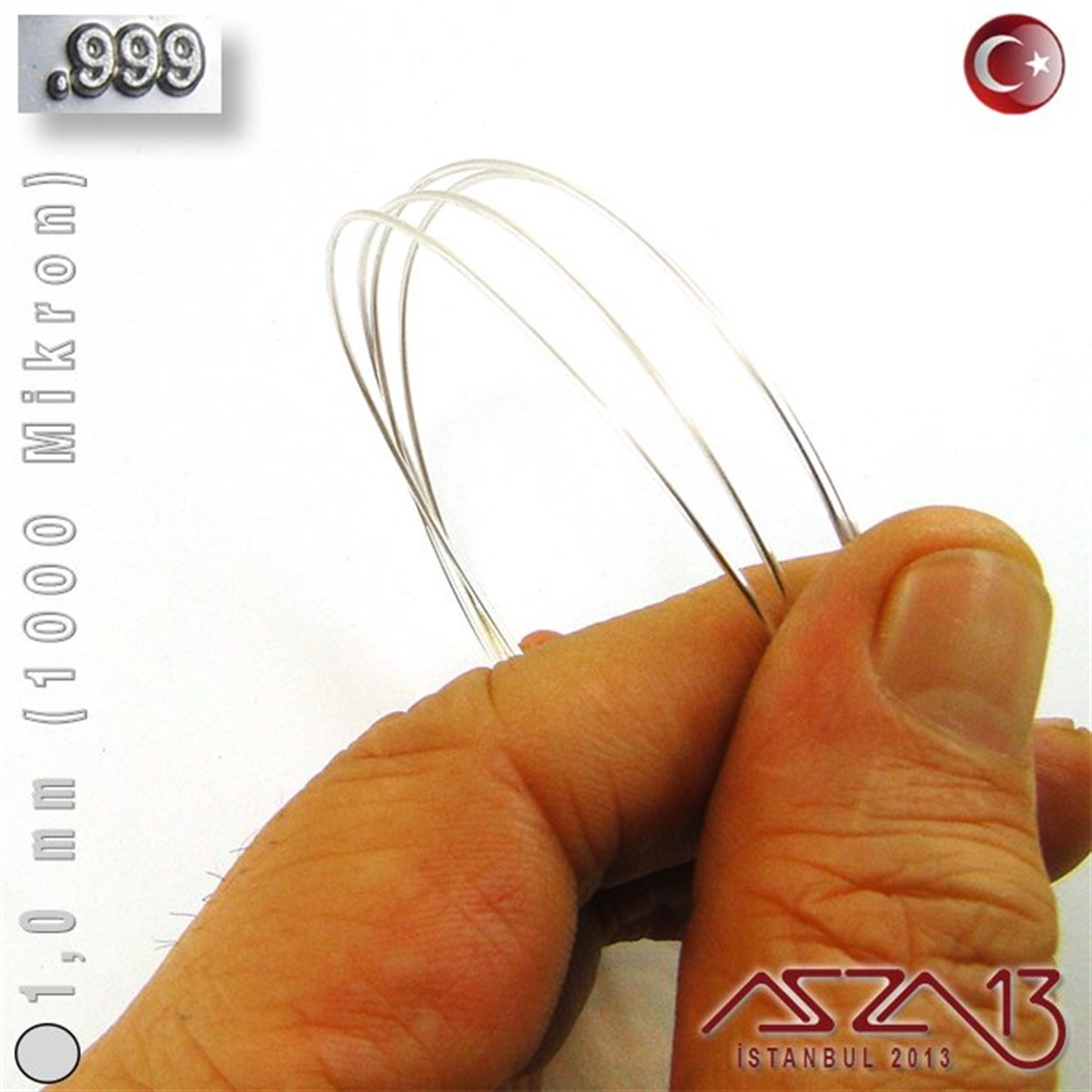 999 Ayar - 1,0 mm (1000 Mikron) - Yuvarlak Gümüş Tel / 1 Metre