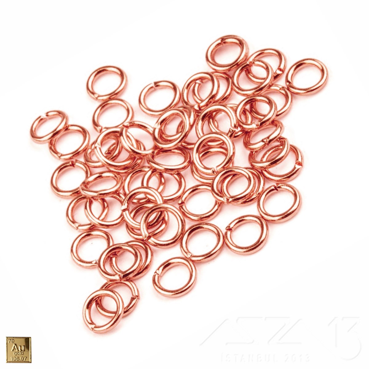 Halka - Açık - Gerçek Rose Altın Kaplama - 4,5 mm İç Çap- 50 Adet