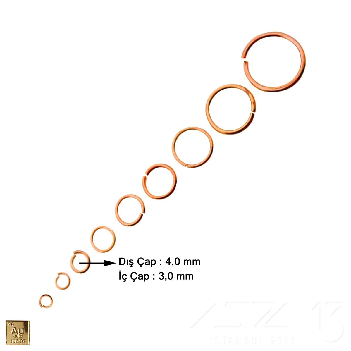 Halka - Açık - Gerçek Rose Altın Kaplama - 3,0 mm İç Çap- 100 Adet