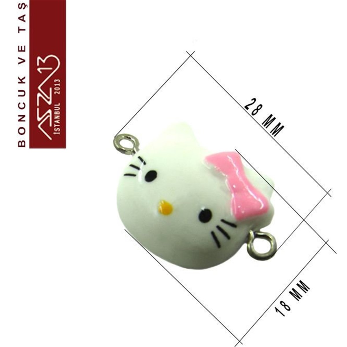 18x28mm Hello Kitty,  Boncuk / Paket İçeriği 1 Adet