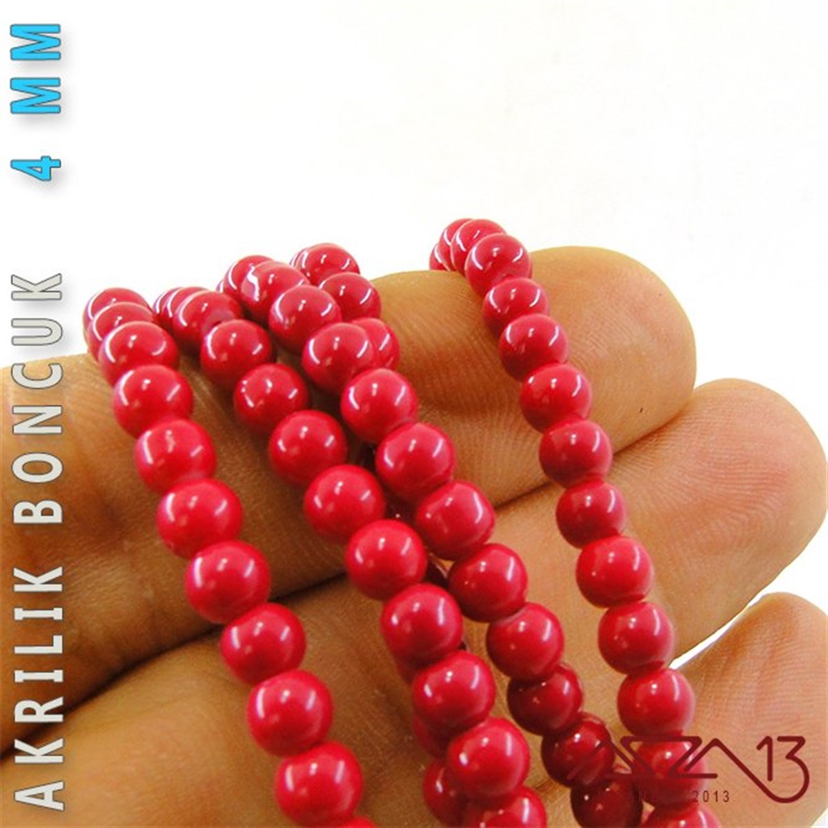 230 Adet 4 mm Mercan Kırmızı Renk Opak Parlak Akrilik Boncuk (22 Gr)