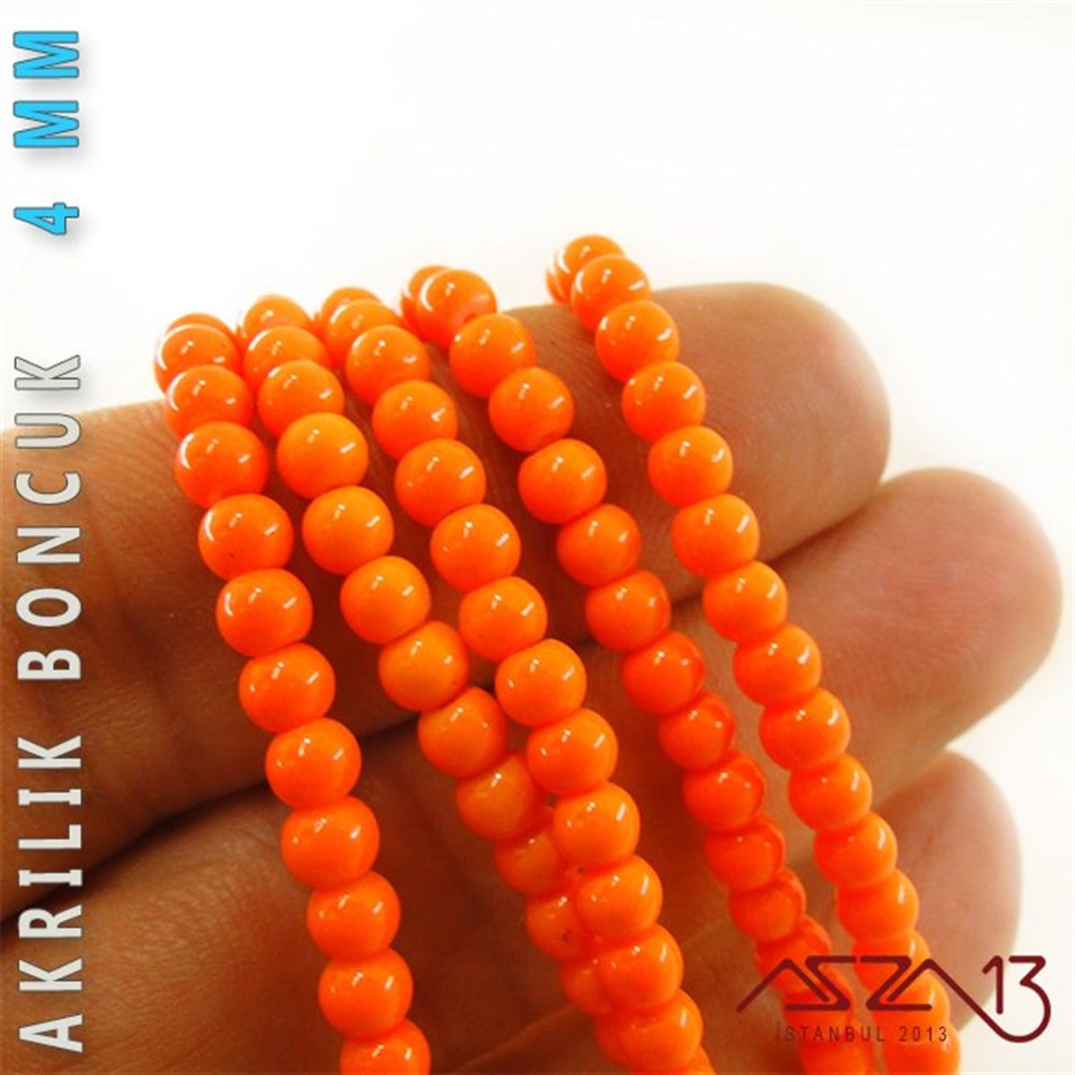 230 Adet 4 mm Turuncu Renk Opak Parlak Akrilik Boncuk (22 Gr)
