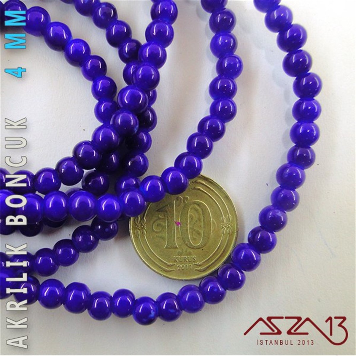 230 Adet 4 mm Lacivert Renk Opak Parlak Akrilik Boncuk (22 Gr)