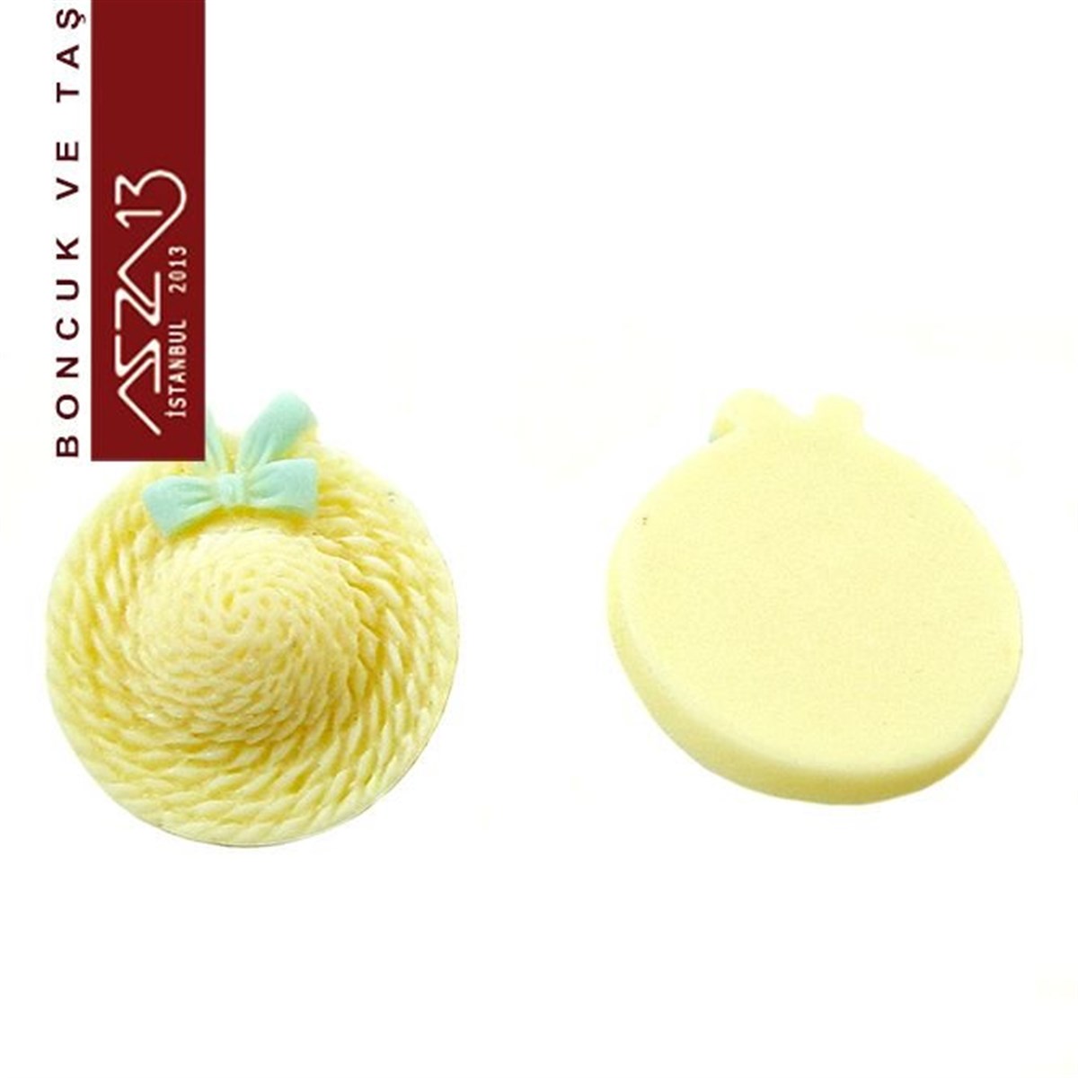 Akrilik, Krem Renk, 20x22 mm, Şapka Figürlü Yapıştırma Akrilik Taş / Paket İçeriği 1 Adet