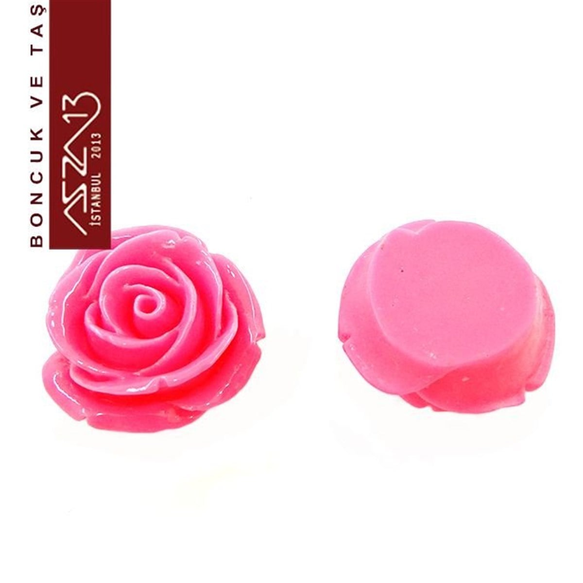 Koyu Pembe Gül, 23 mm, Delikli ve Yapıştırma Yüzeyli / Paket İçeriği 1 Adet
