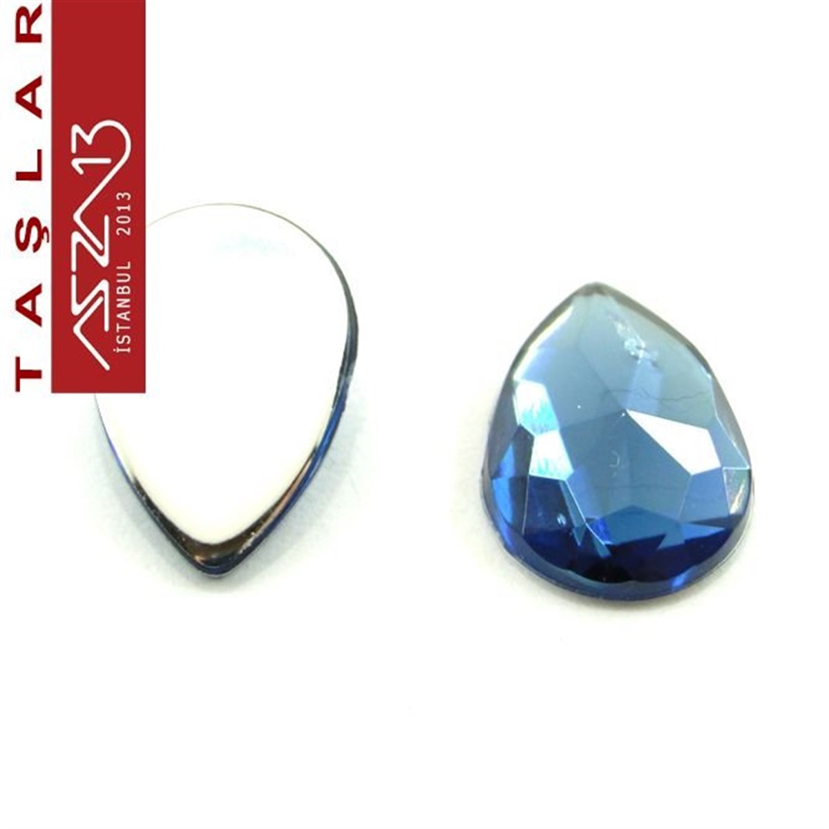 10 Adet 13x18 mm Safir Renk Damla Akrilik Taş (5 gr)