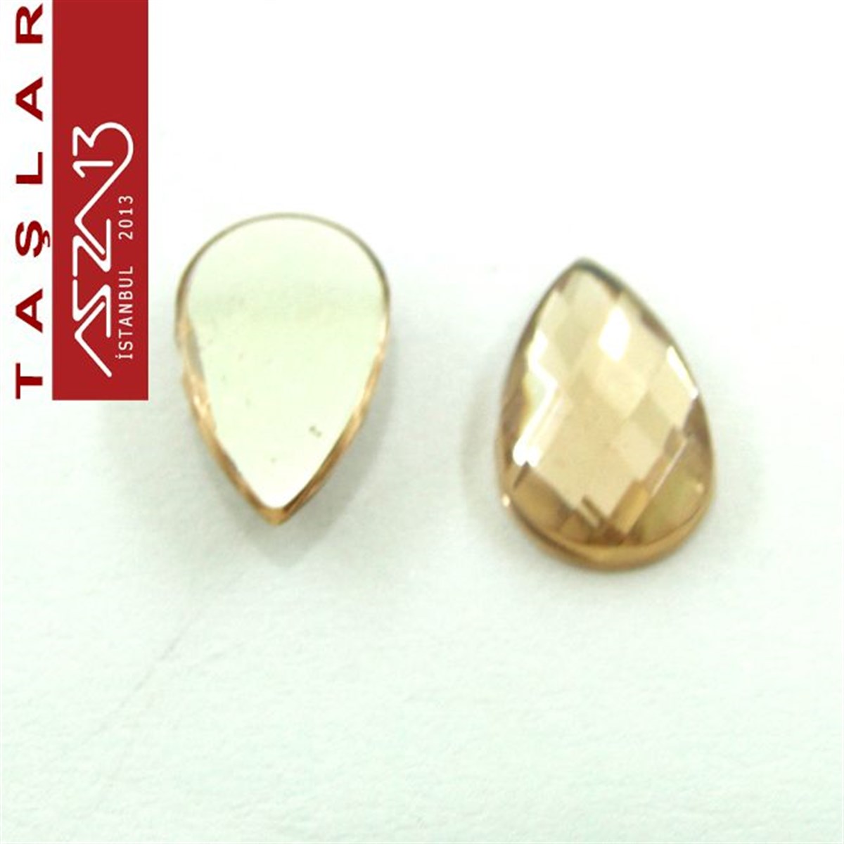10 Adet 8x13 mm Açık Kahve Renk Damla Akrilik Taş (7,6 gr)
