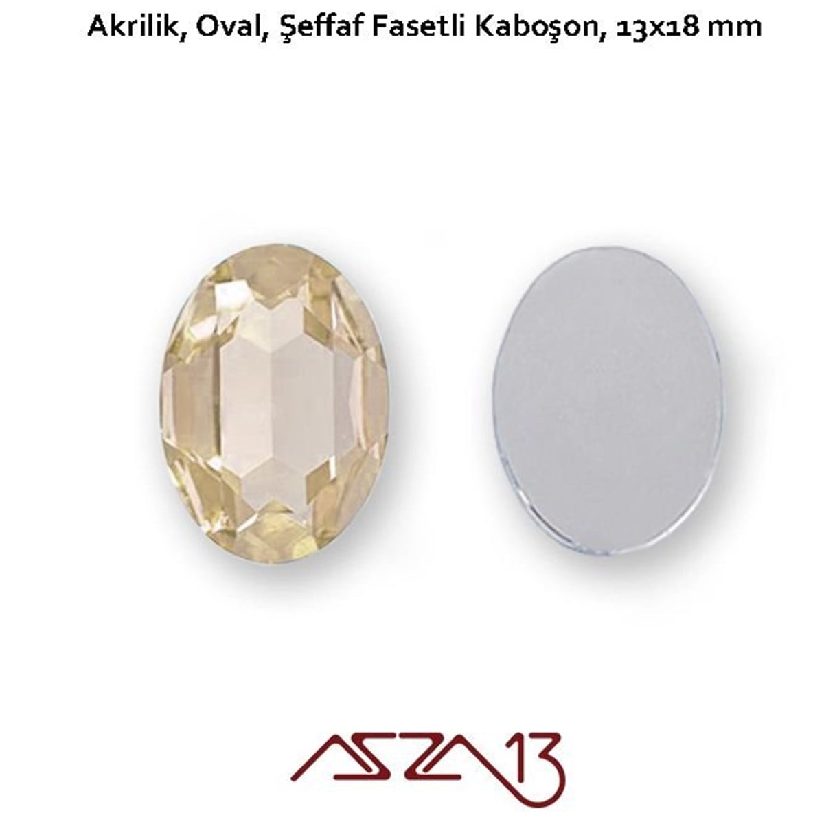 10 Adet 13x18 mm Açık Kahve Renk Oval Akrilik Taş (6,6 gr)