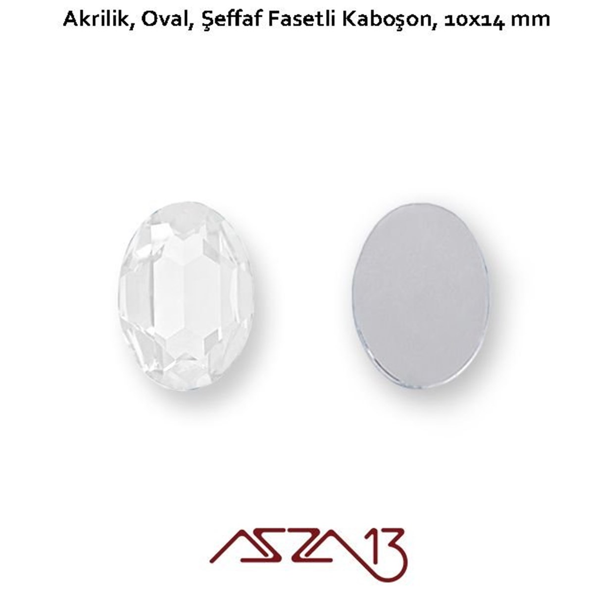 20 Adet 10x14 mm Kristal Renk Oval Akrilik Taş (6,8 gr)