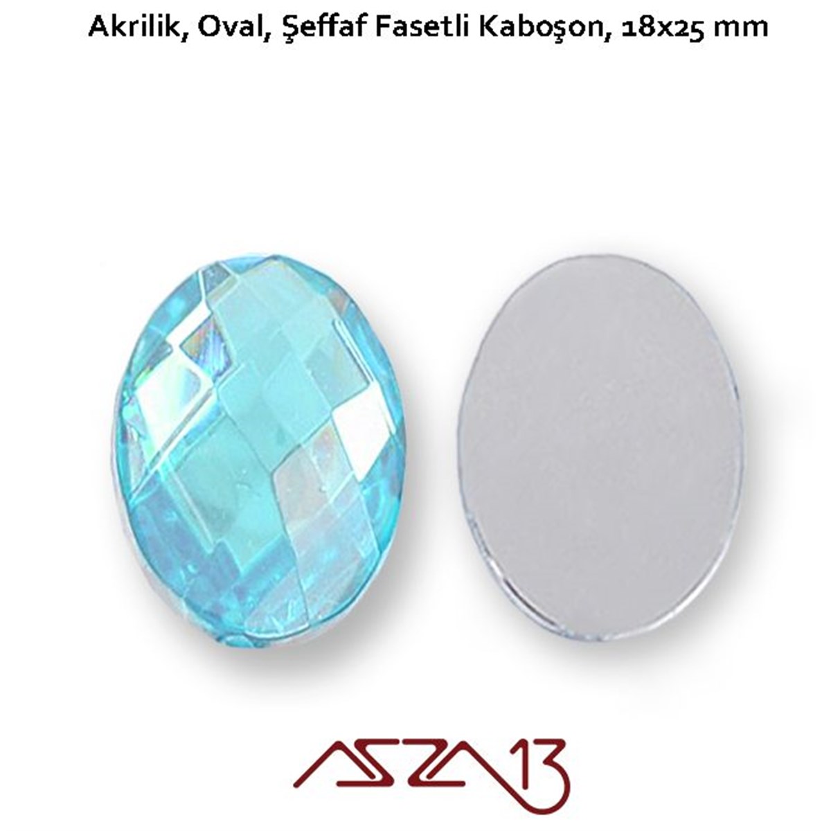 5 Adet 18x25 mm Mavi Renk Oval Akrilik Taş (5,6 gr)