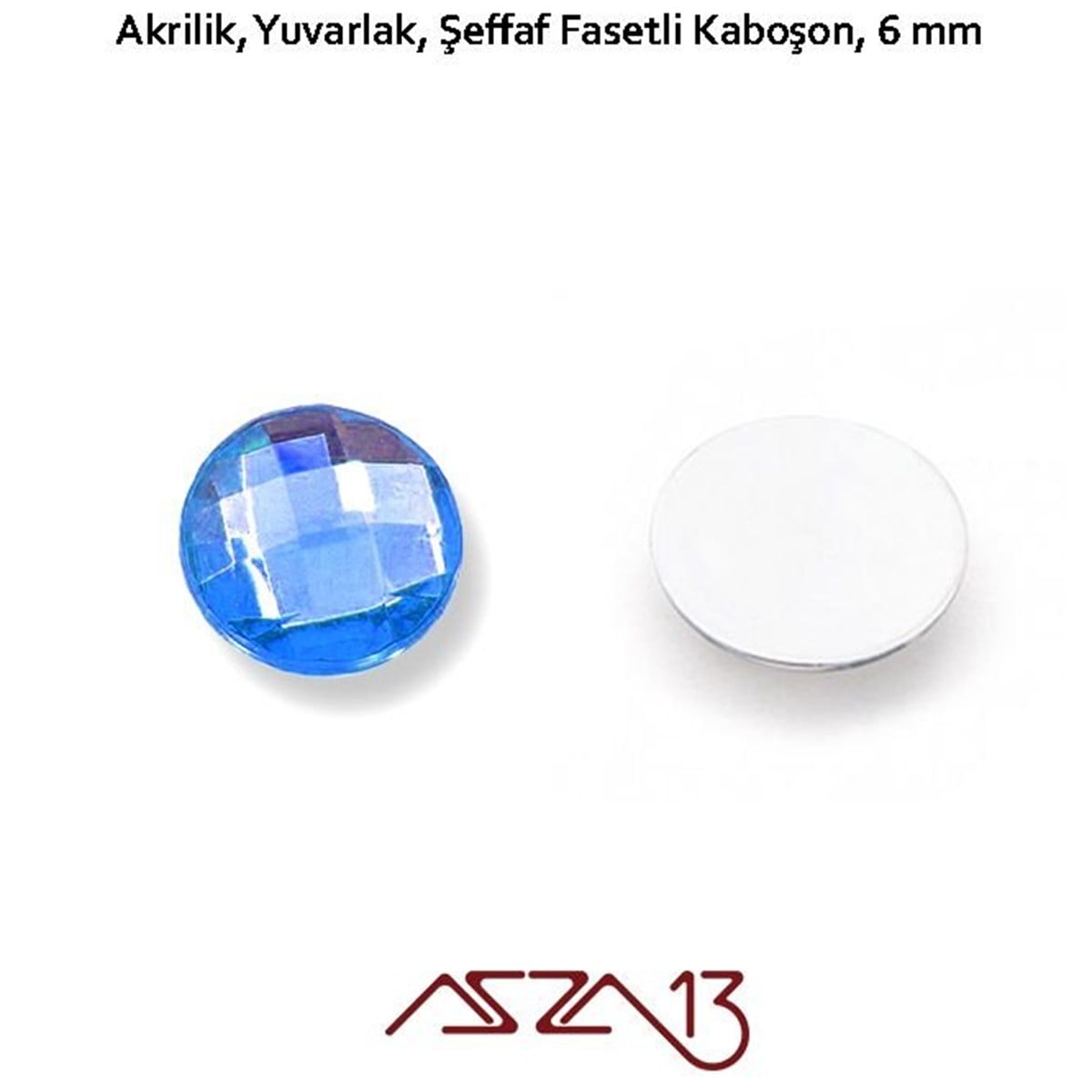 50 Adet 6 mm Gece Mavisi Renk Yuvarlak Akrilik Taş (2,6 gr)