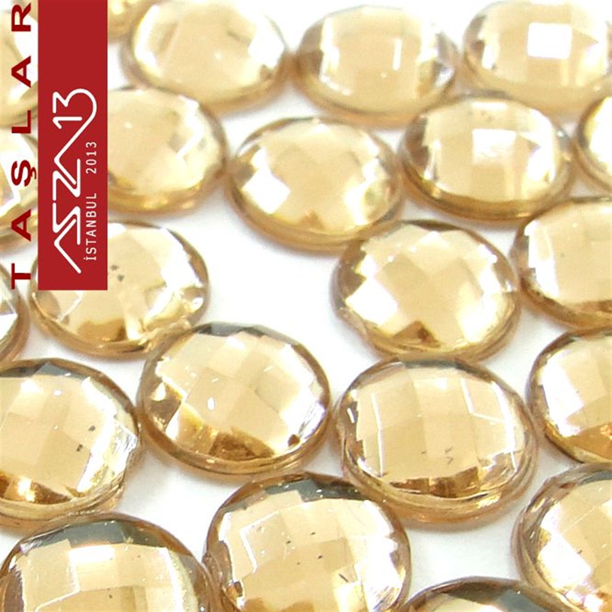 50 Adet 6 mm Açık Kahve Renk Yuvarlak Akrilik Taş (2,6 gr)