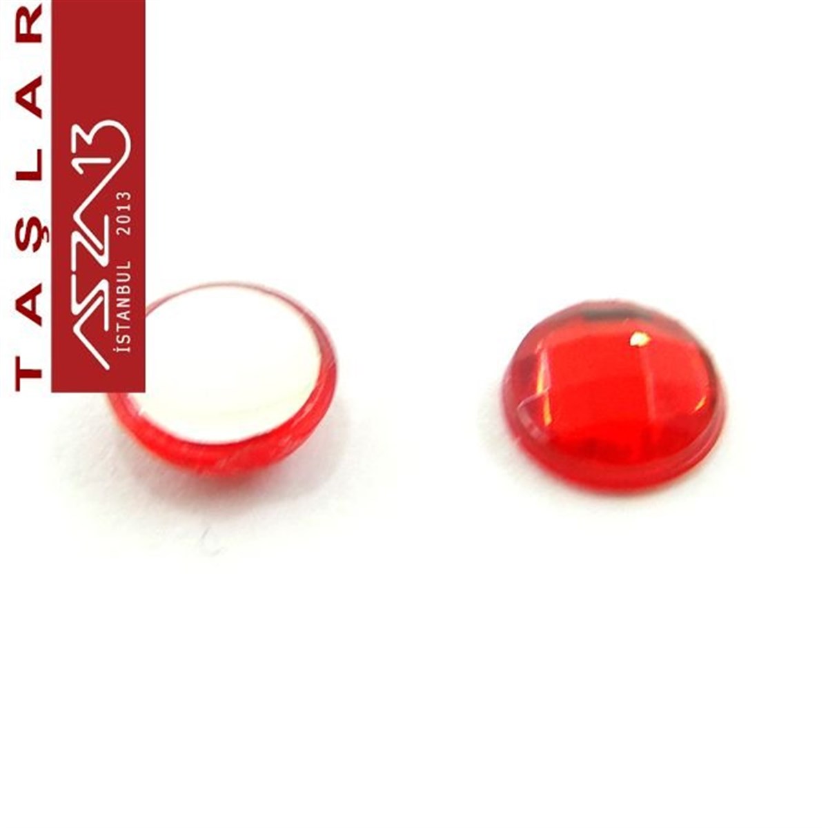 50 Adet 6 mm Kırmızı Renk Yuvarlak Akrilik Taş (2,6 gr)