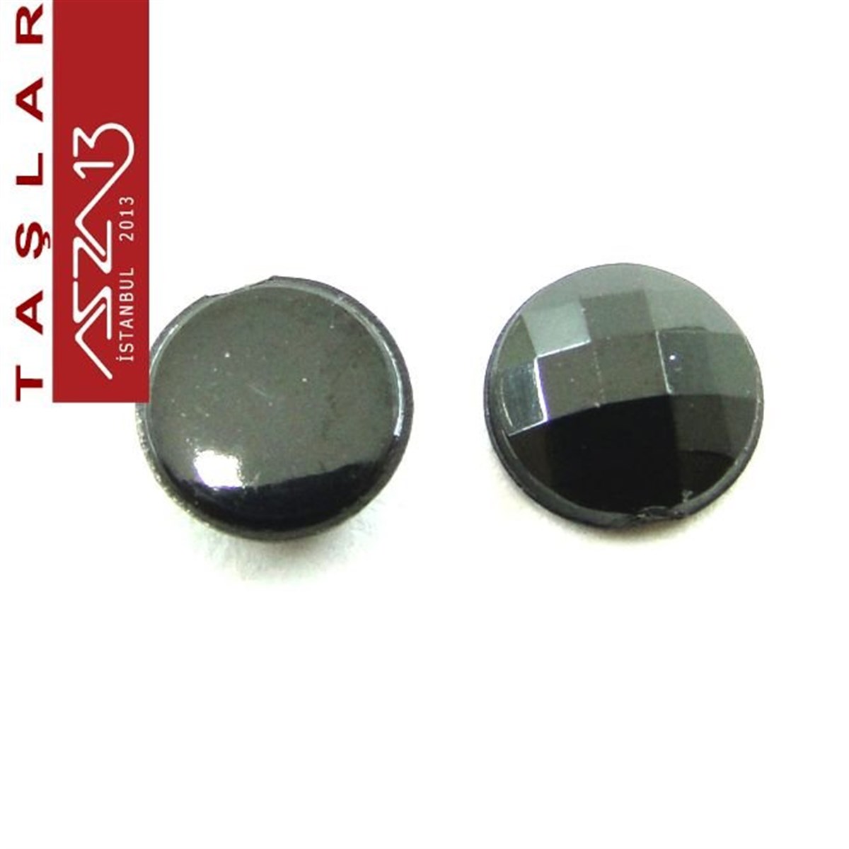 50 Adet 6 mm Siyah Renk Yuvarlak Akrilik Taş (2,6 gr)