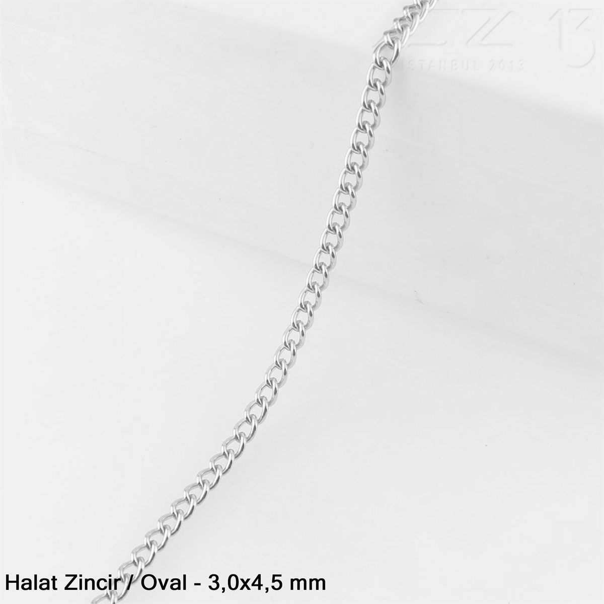 Zincir - Düz Halat Tip - Oval 3 mm - Nikel Kaplama / 1 Metre