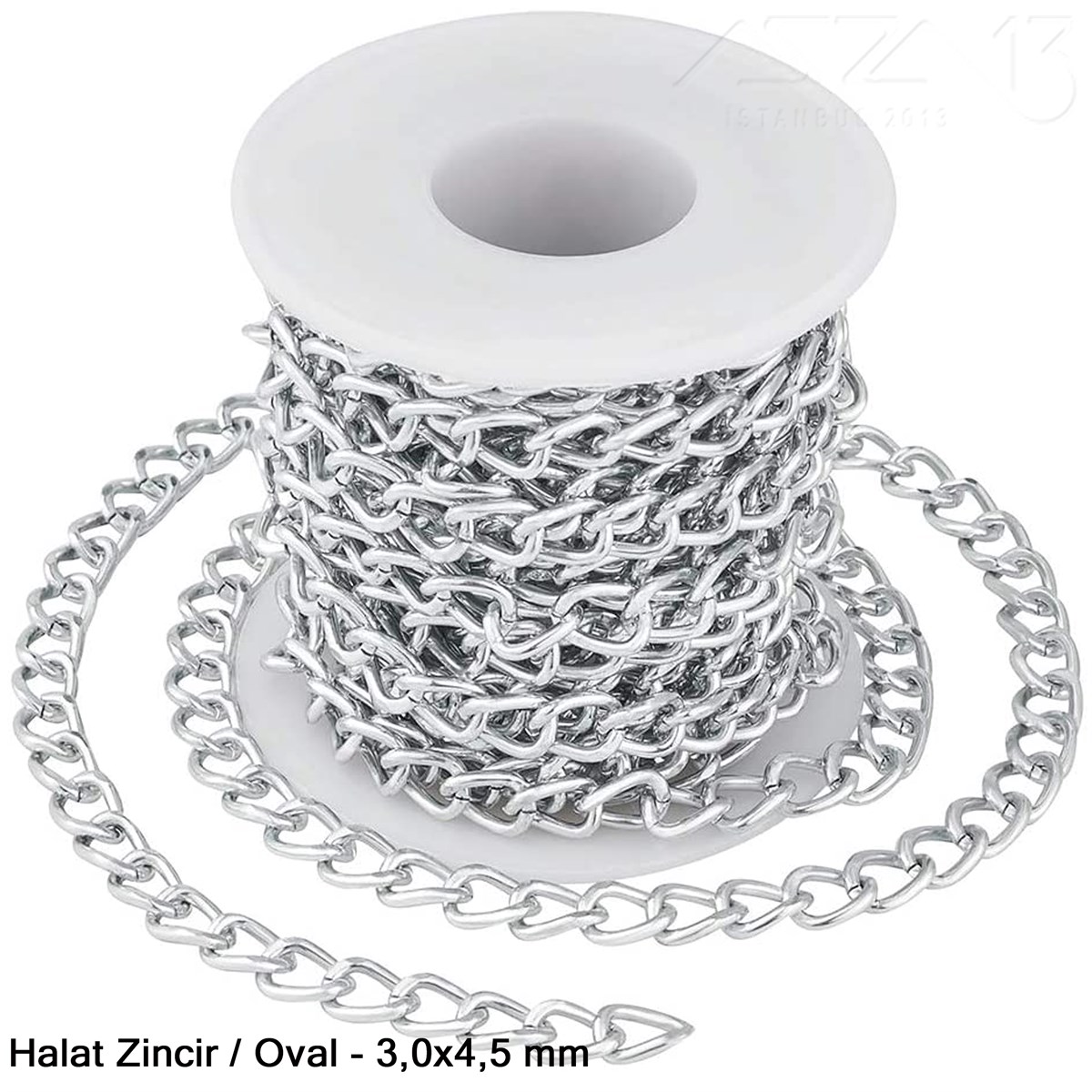 Zincir - Düz Halat Tip - Oval 3 mm - Nikel Kaplama / 1 Metre