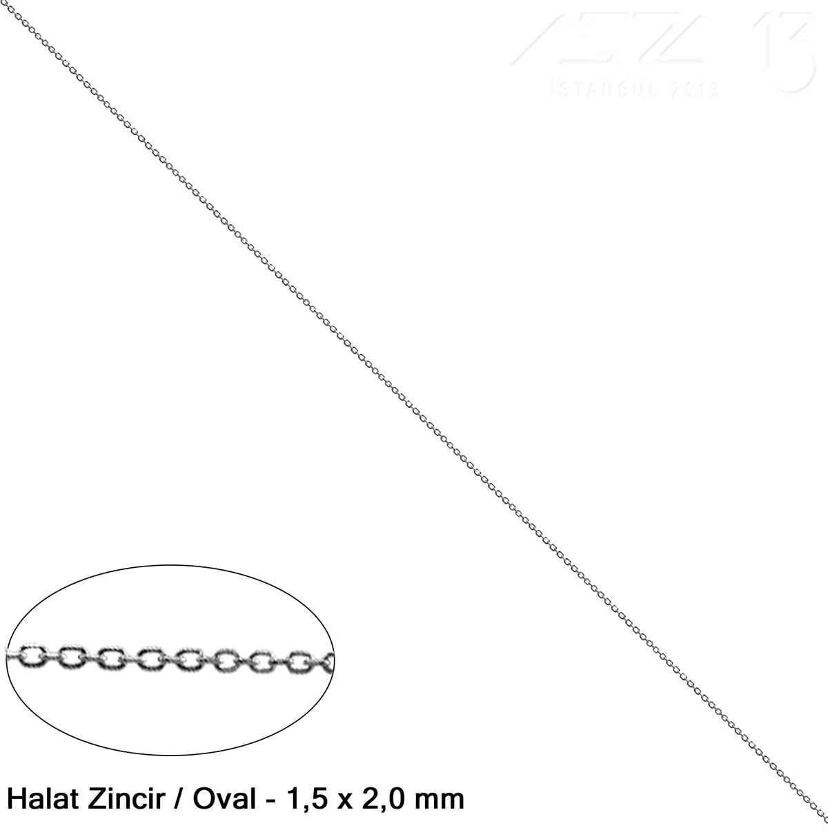 Zincir - Halat Tip - Oval 1,5 mm - Nikel Kaplama - Kaynaklı  / 1 Metre